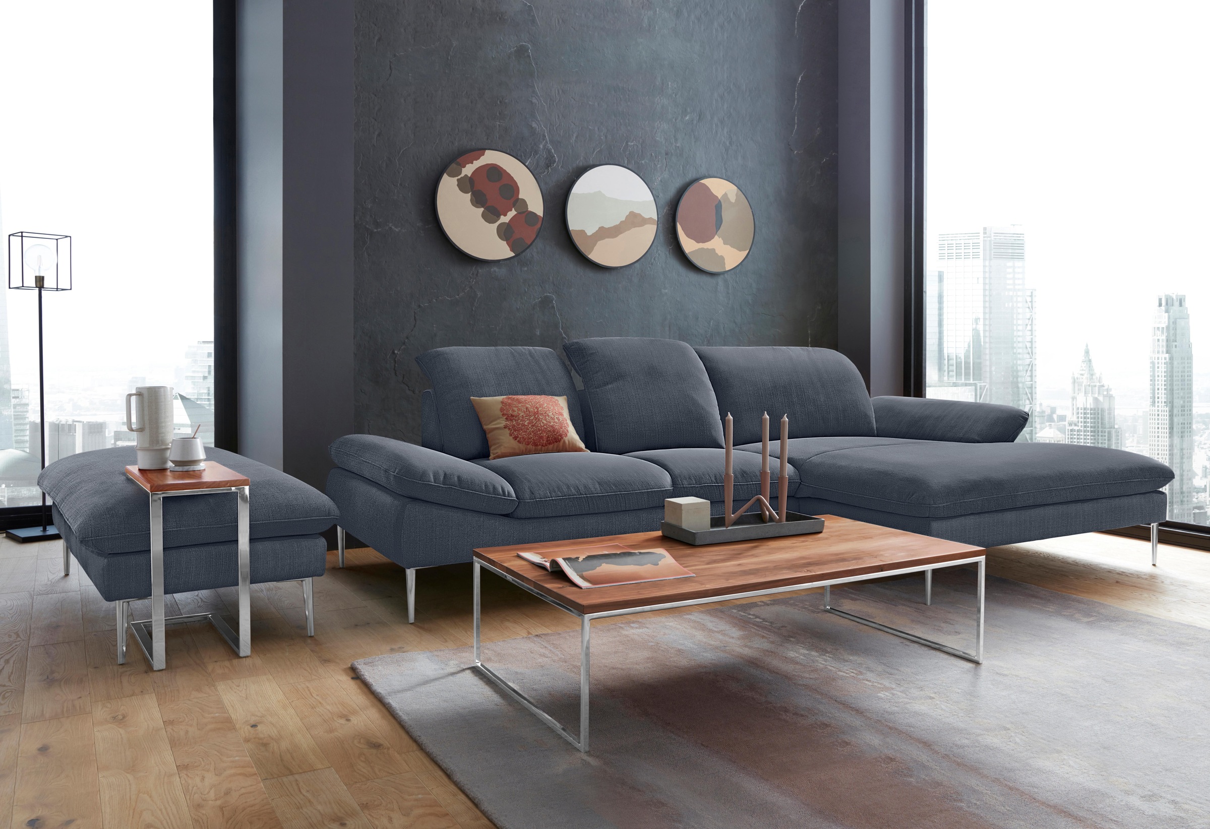 W.SCHILLIG Ecksofa »enjoy&MORE«, mit Sitztiefenverstellung, Füße Chrom glänzend, Breite 310 cm