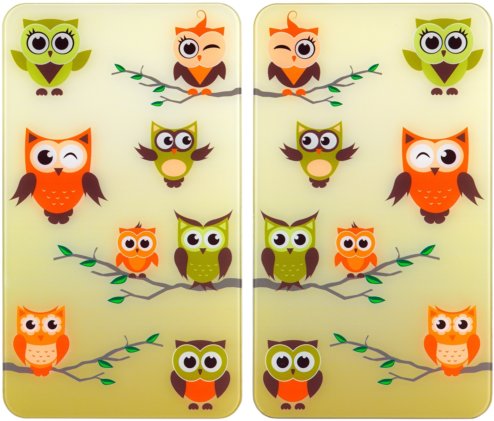 Herd-Abdeckplatte "Universal Eulenversammlung", Glas Kunststoff,...