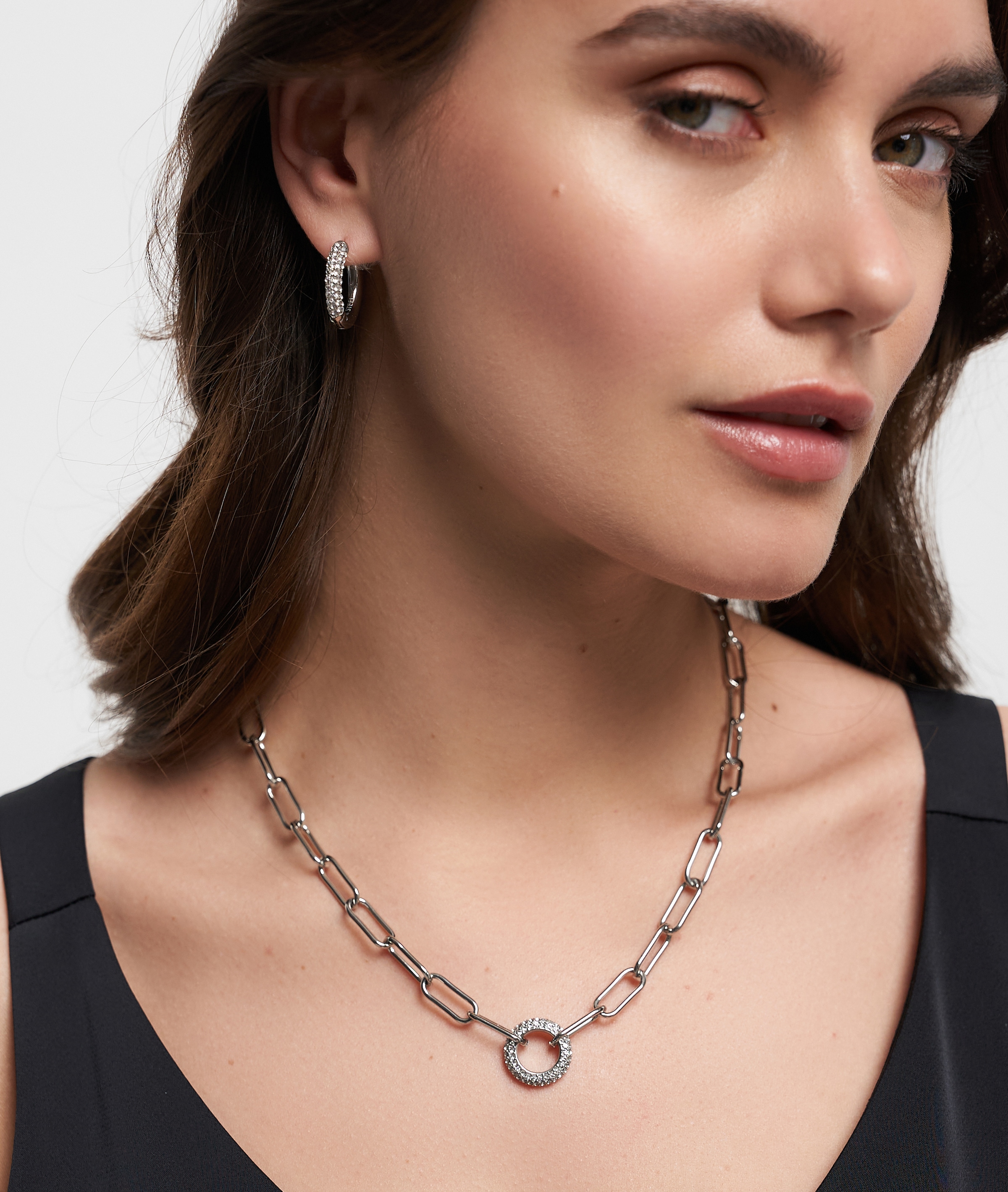 Tamaris Gliederkette »Schmuck Geschenk Edelstahl Halskette mit Glitter Donut« mit Glasstein