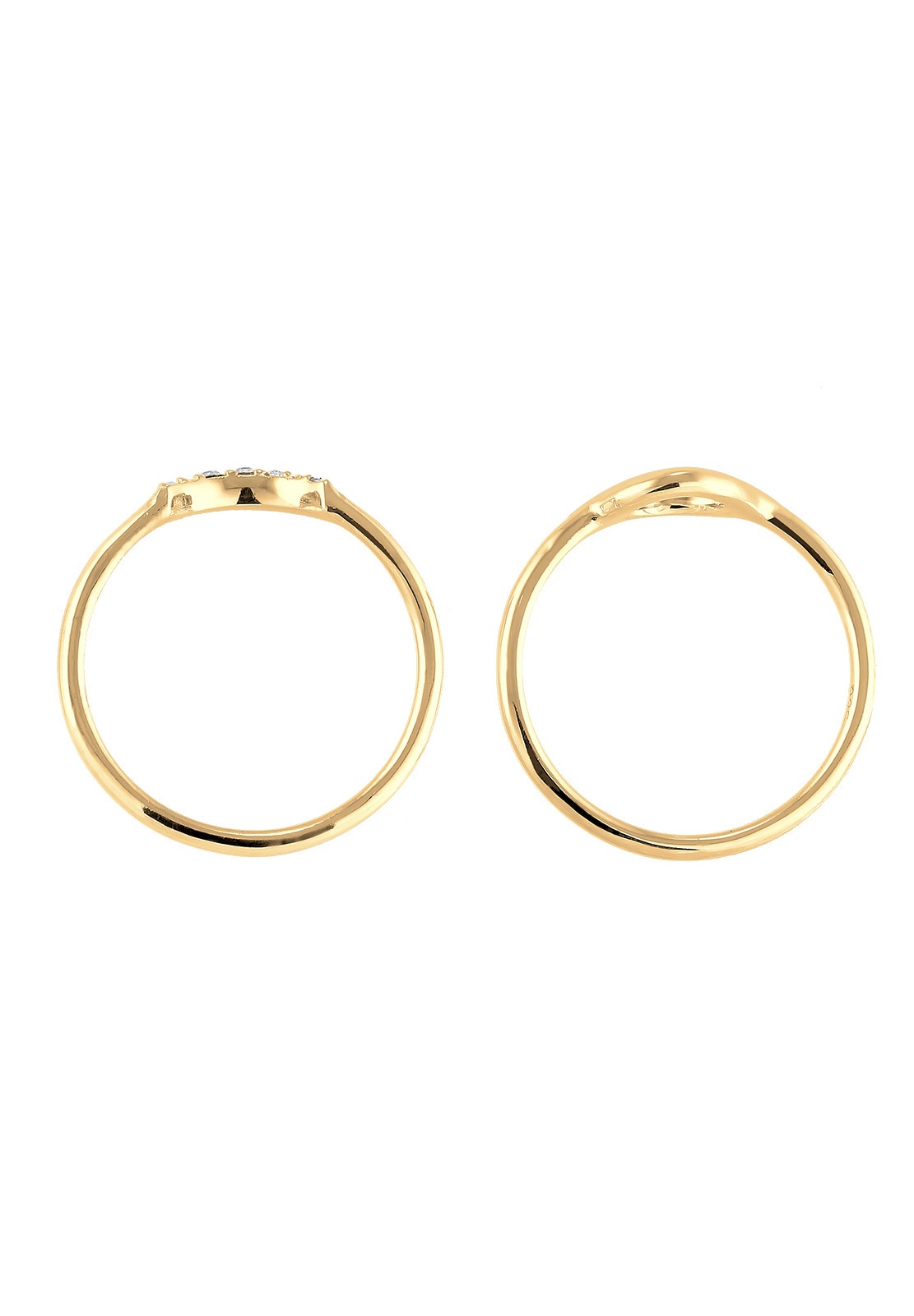 Elli Ring-Set »Ring Kreis Mond Weiß 925 Silber vergoldet, mit Kristallen von Swarovski®«