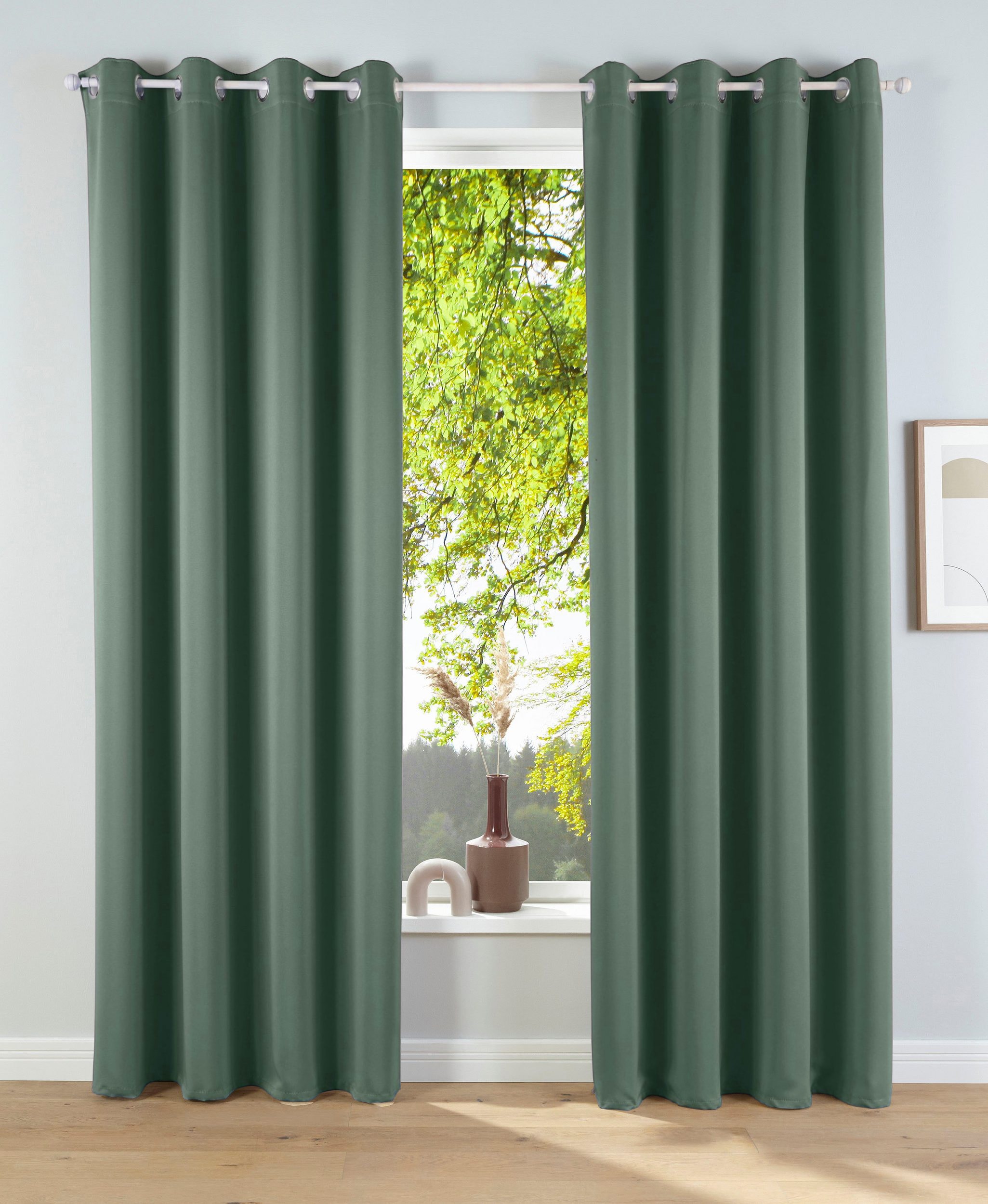 OTTO home Verdunkelungsvorhang »Solana« Ösen 2 Stk. tlg. 2-er Set, Breite 140 cm, einfarbig