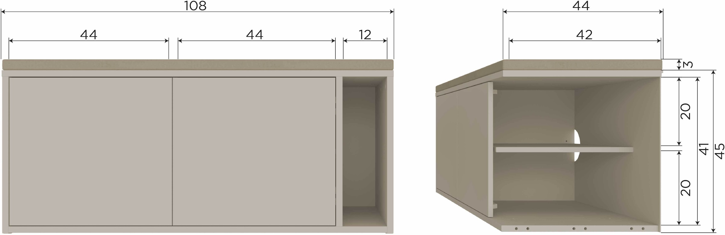 WOOOD Schuhbank »vtwonen SETTLE DOWN TV MEUBEL/BANKJE 108 CM DUST MET ZITKUSSEN [fsc]« Settle Down TV-Schrank/Bank aus FSC-Kiefer