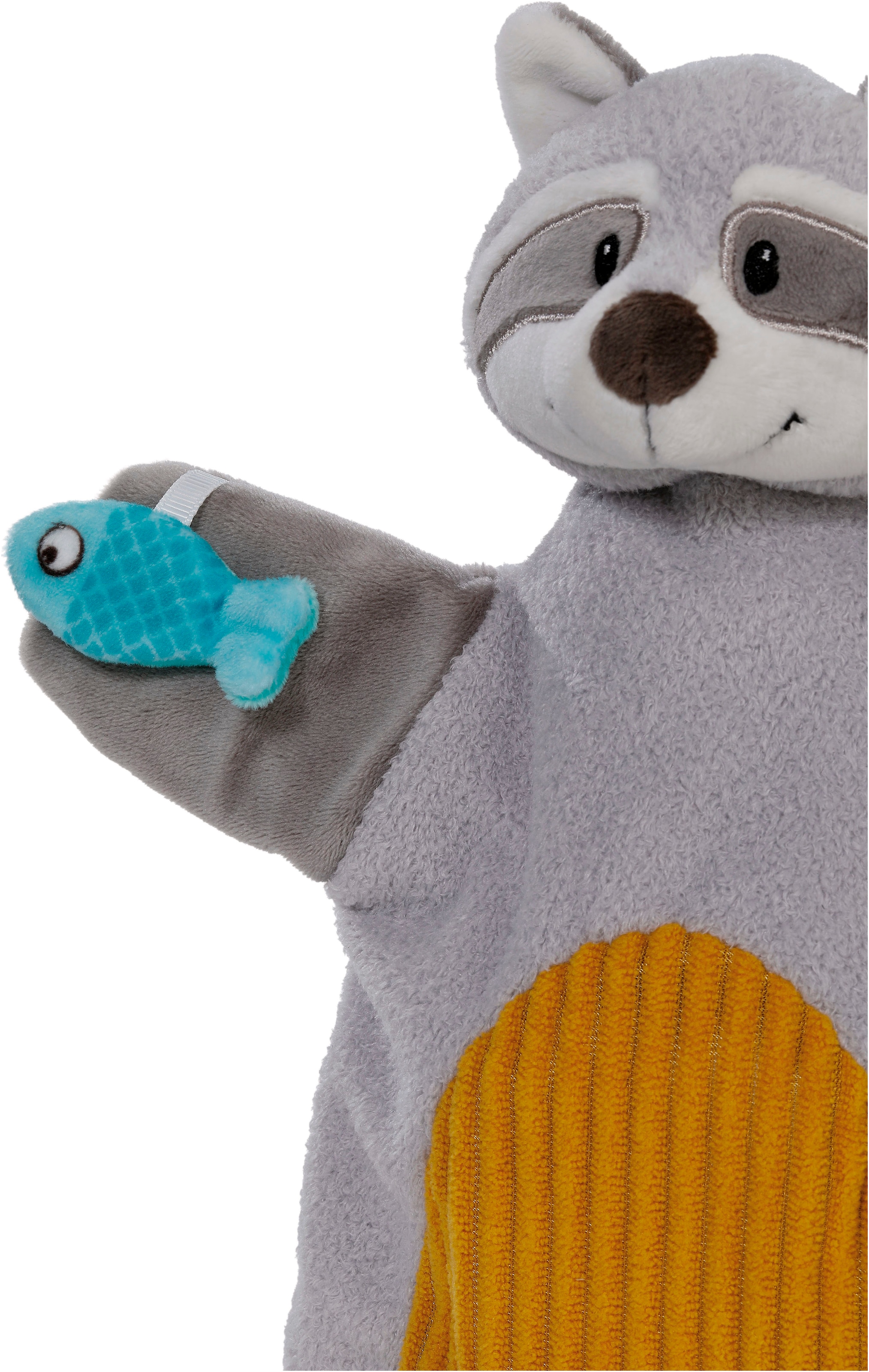 Nici Schmusetuch »My first NICI, Handpuppe Waschbär 2in1 26x25 cm«, sanfte Materialmix aus glattem und geripptem Plüsch