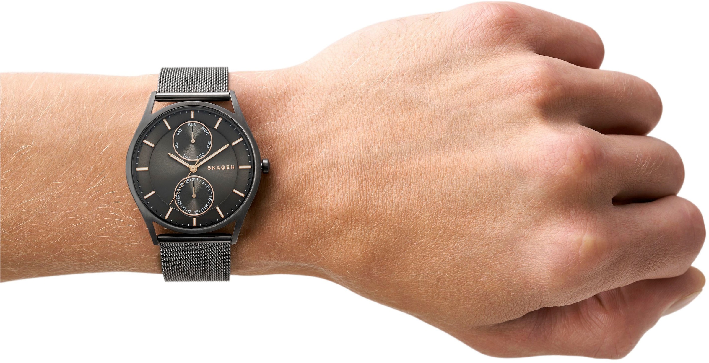 Skagen Multifunktionsuhr »HOLST MULTIFUNCTION«, Quarzuhr, Armbanduhr, Herrenuhr, Damenuhr, Datum, Edelstahlarmband