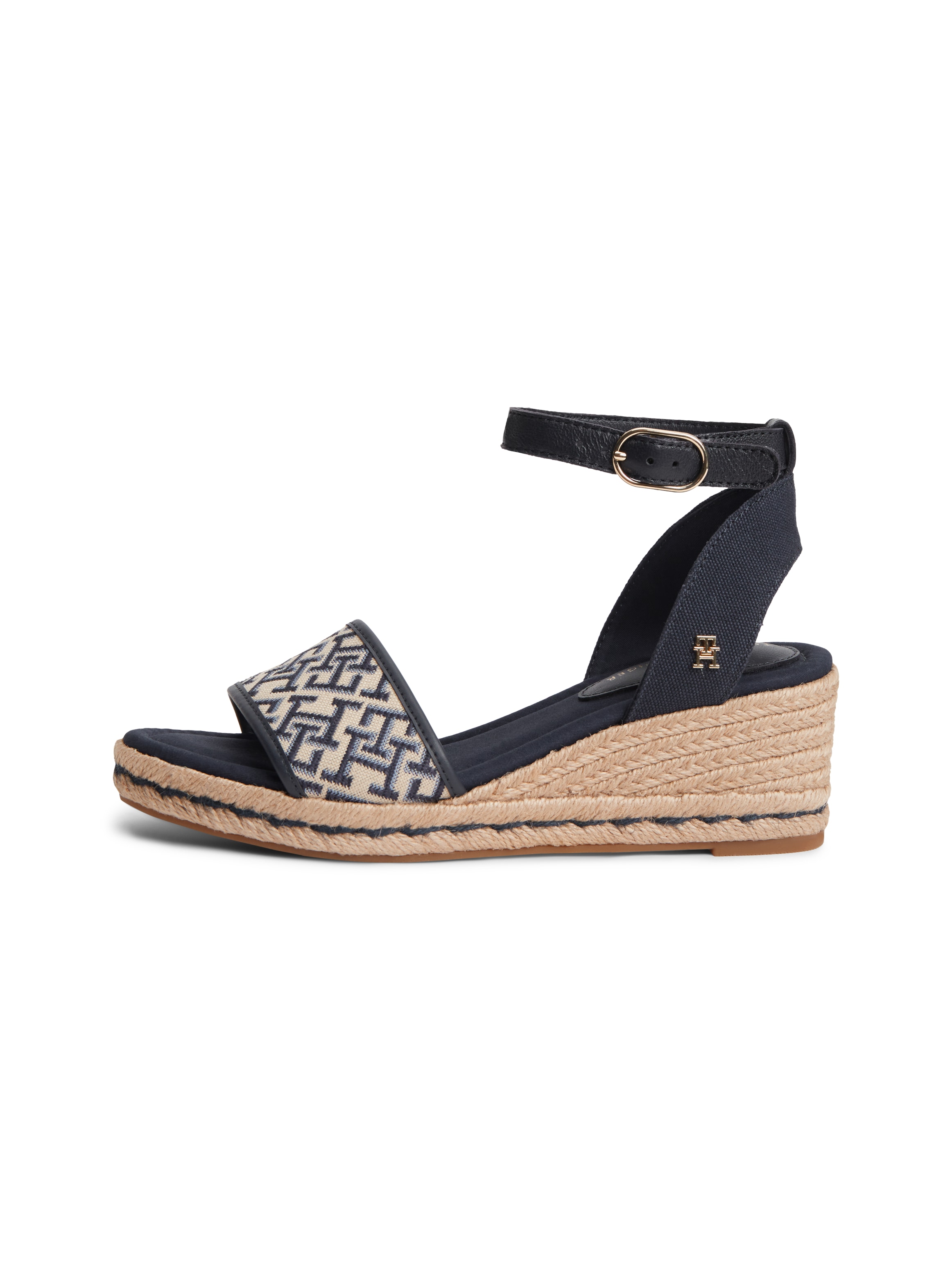 Tommy Hilfiger Keilsandalette »TH MID ESPAD WEDGE JACQUARD«  Sommerschuh, Riemchensandale mit kontrastreicher TH-Stickerei