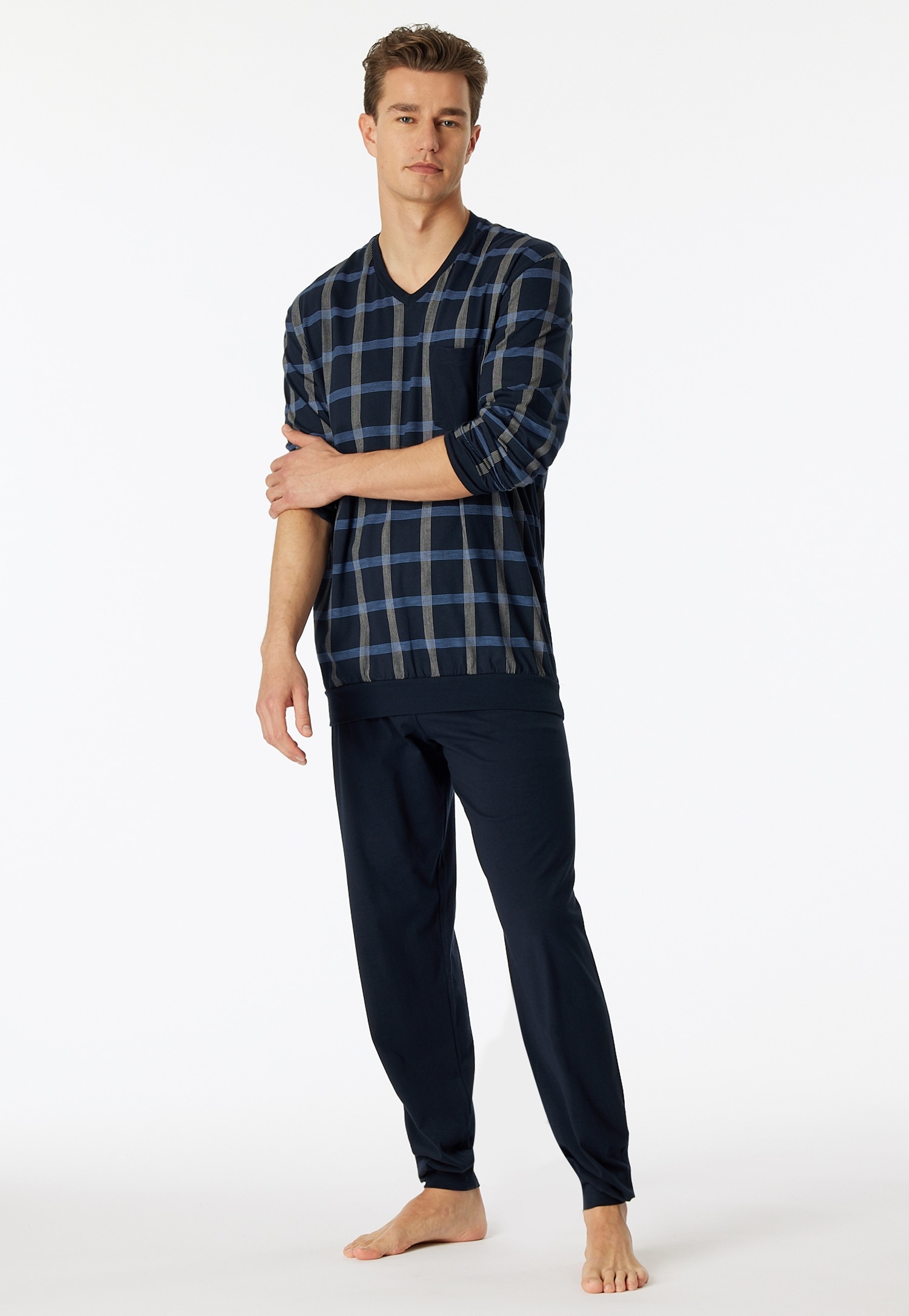 Pyjama »"Comfort Nightwear"«, (2 tlg.), mit klassischem Karo-Muster und aufgesetzter...