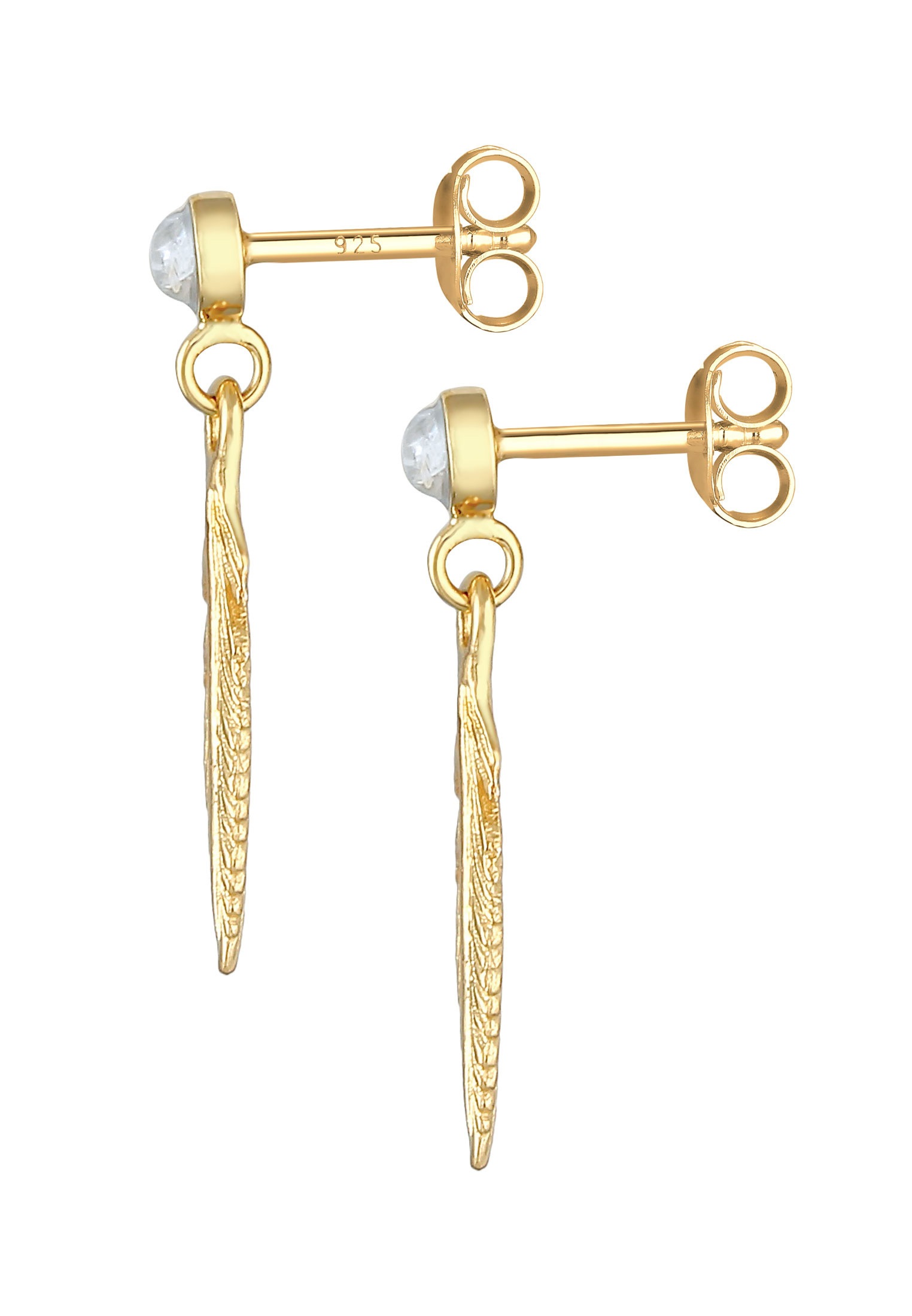 Elli Paar Ohrstecker »Ohrringe Feder Boho Hippie Mondstein 925 Silber«