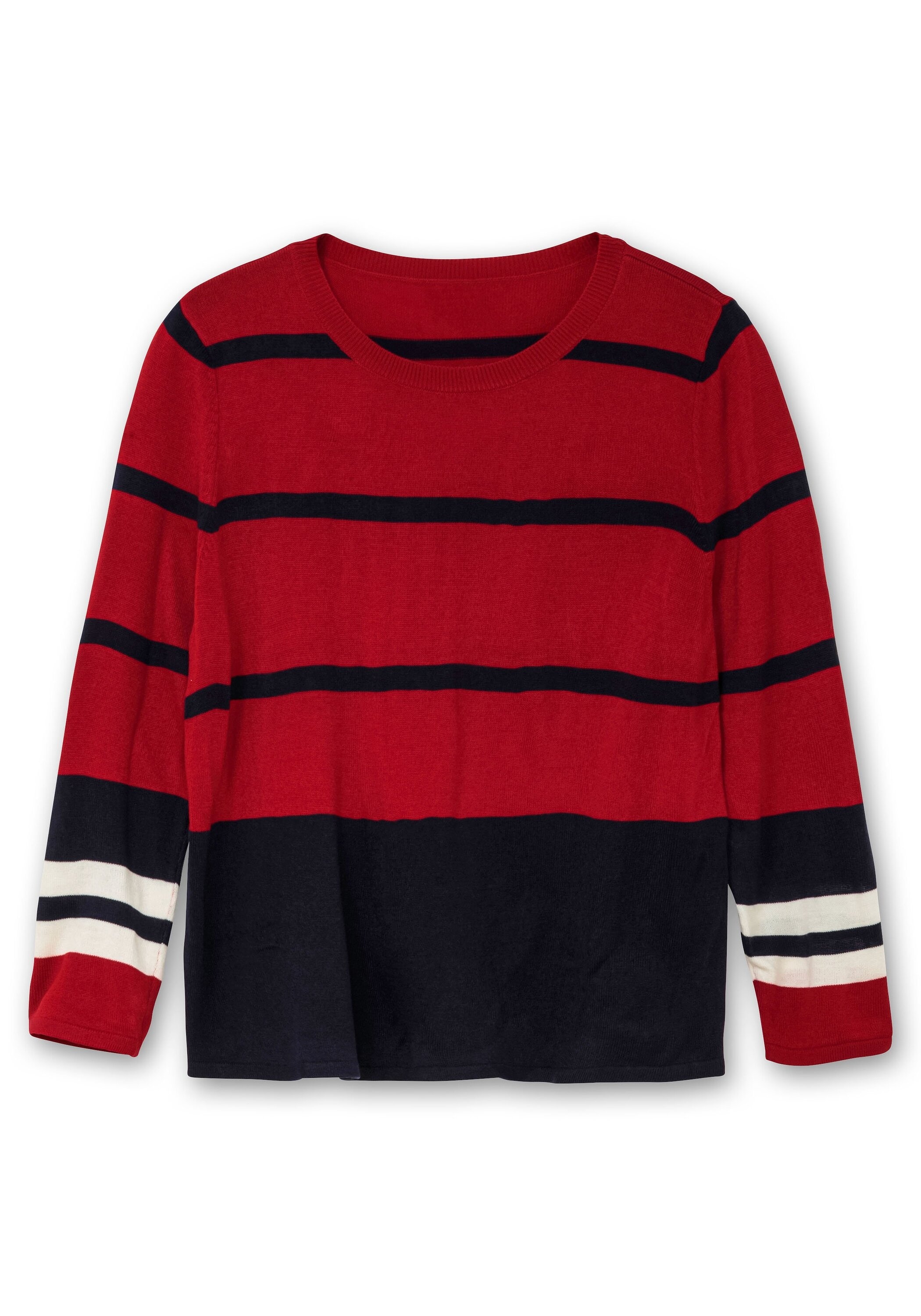 Sheego Rundhalspullover »Pullover im Colourblocking-Streifenmix«