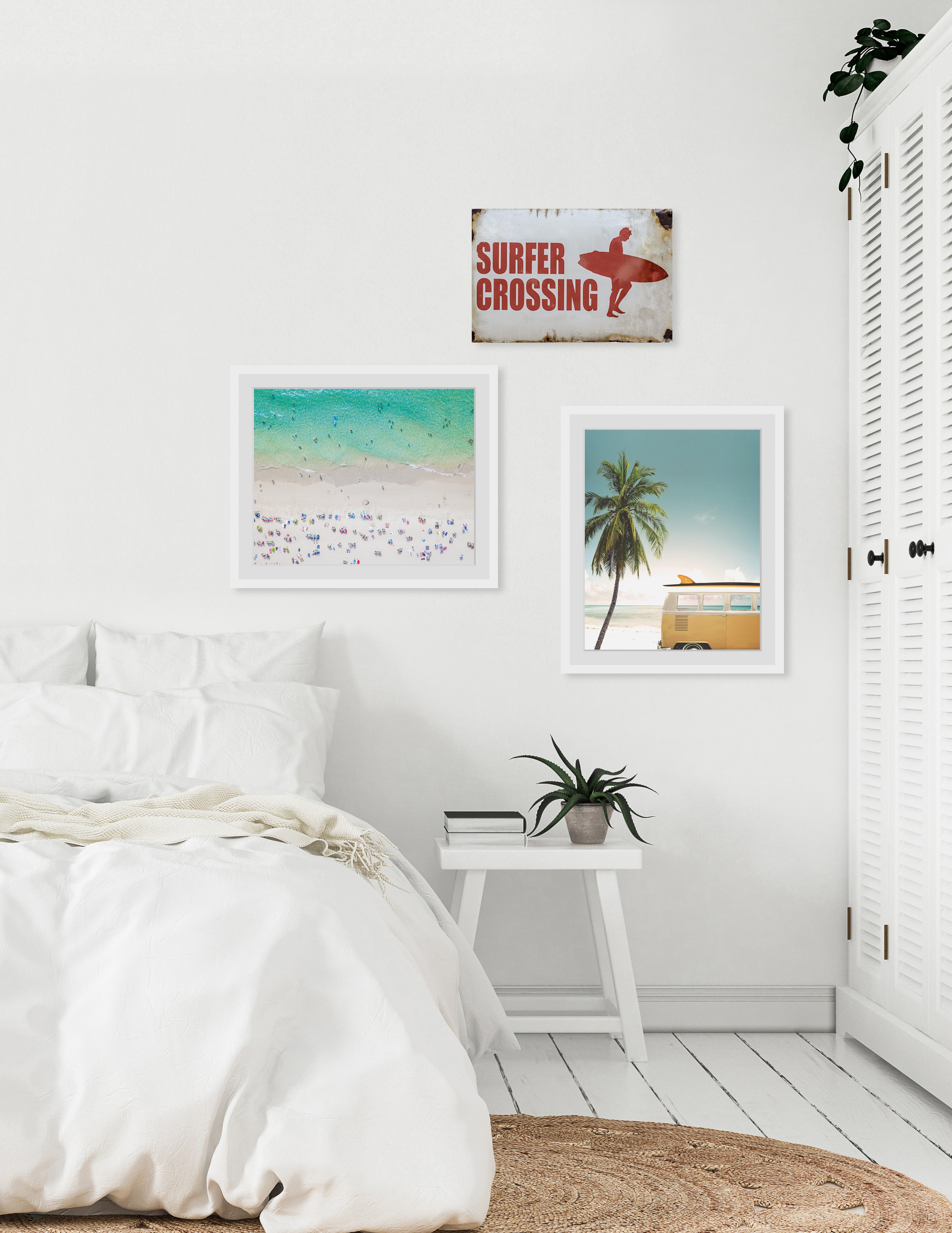 queence Metallbild »SURFER CROSSING«, Sprüche & Texte, Blechschilder