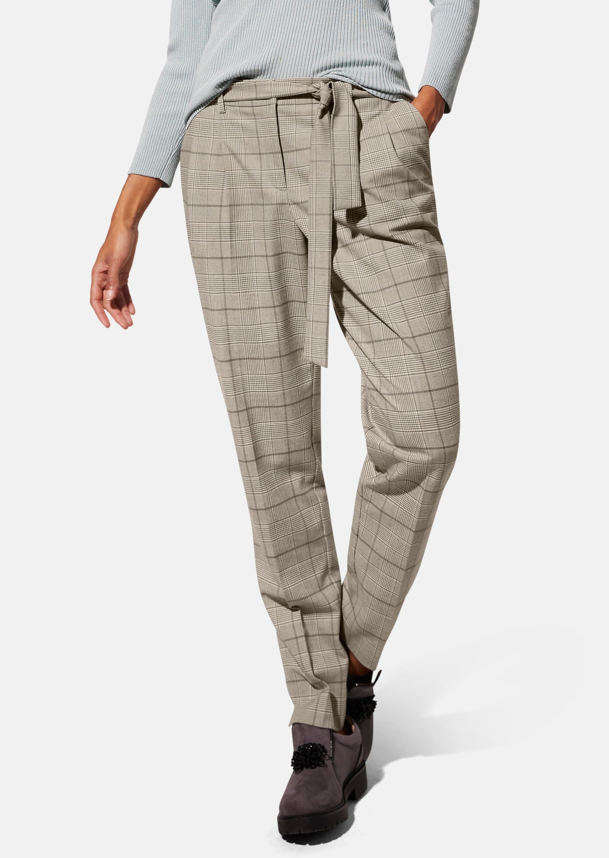 MADELEINE Bundfaltenhose »Hose Karo-Bundfaltenhose mit Bindegürtel«