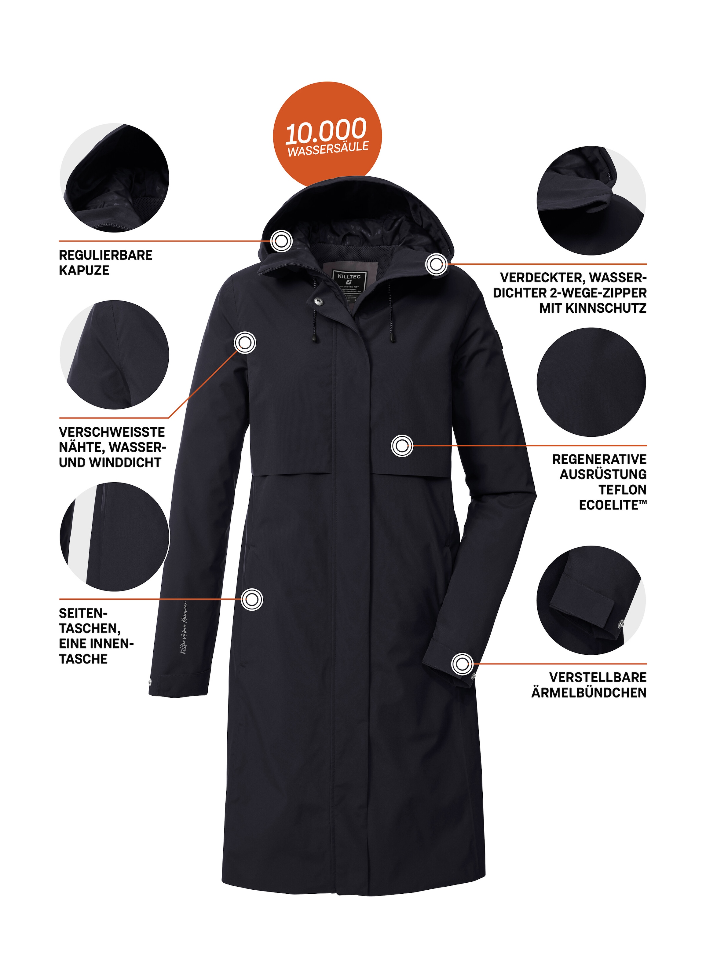 Killtec Parka »KOS 46 WMN PRK« Wasserdichter Damenparka, atmungsaktiv, verstellbare Details