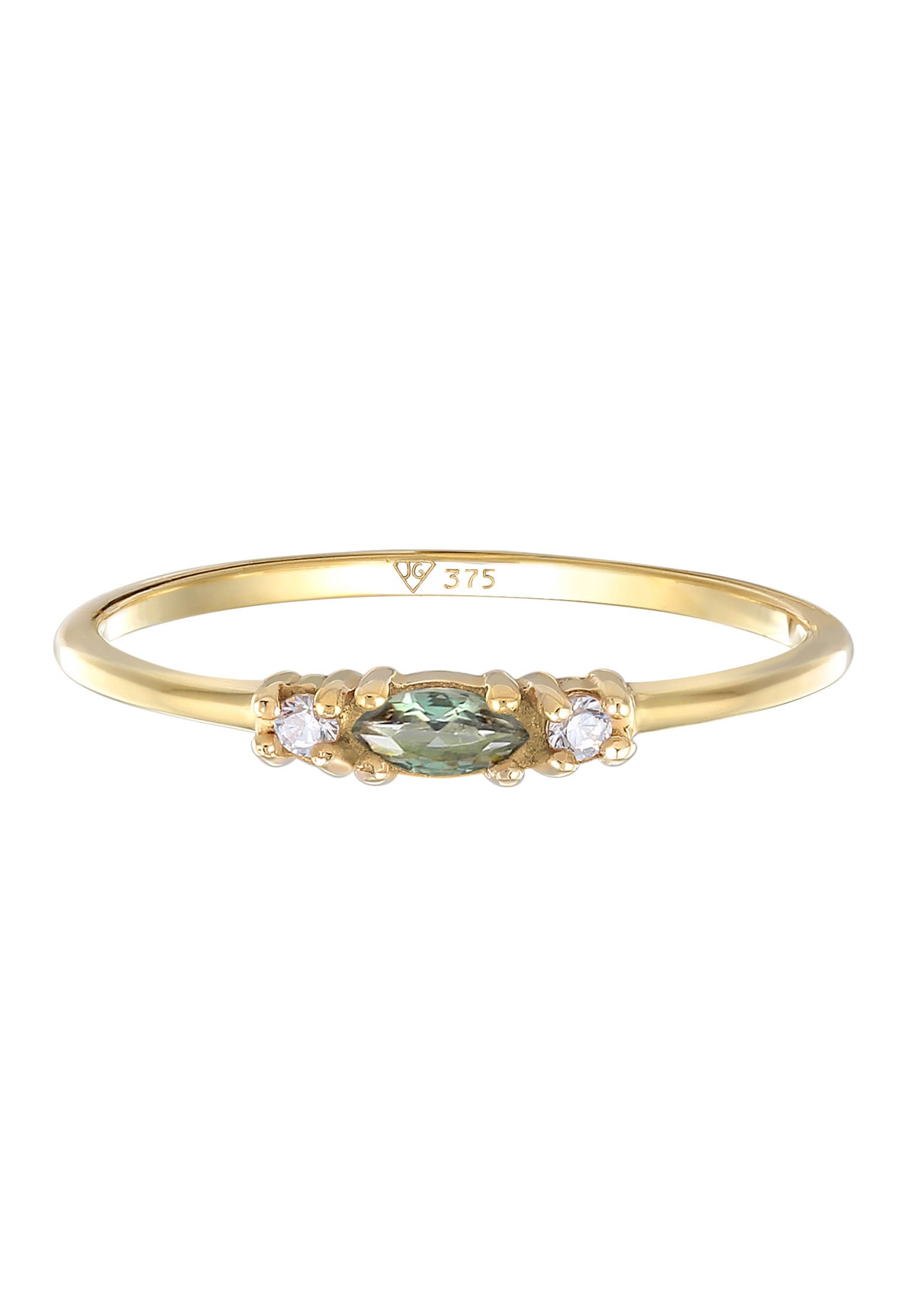 Elli Premium Silberring »Ring Vintage Zirkonia Marquise synth. Saphir 375 Gelbgold«