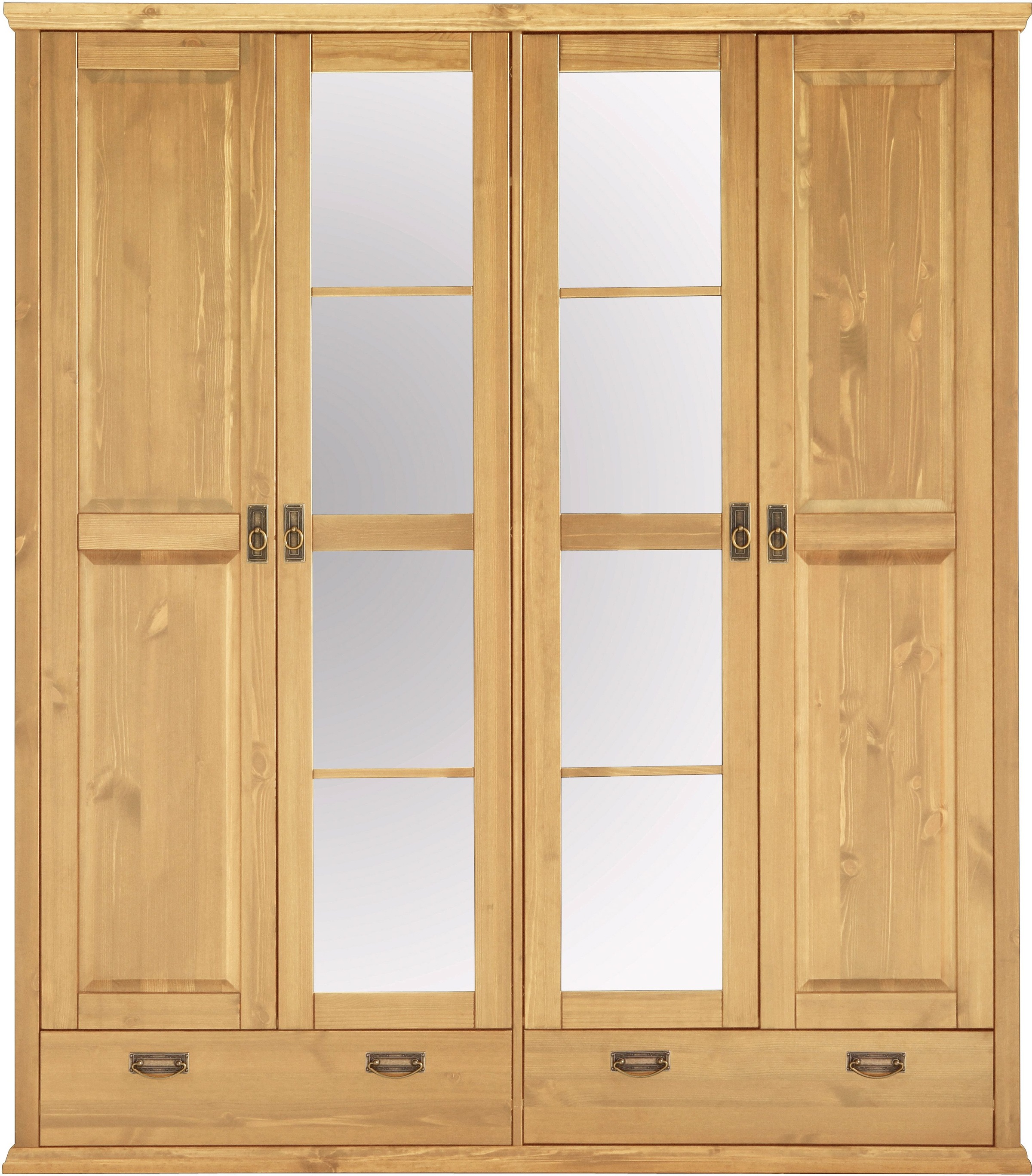 Home affaire Kleiderschrank »Madrid«, (3 Breiten: 90/164/245 cm H/T ca.190/59 cm), aus massiver Kiefer, in 3 Breiten mit Spiegeltüren