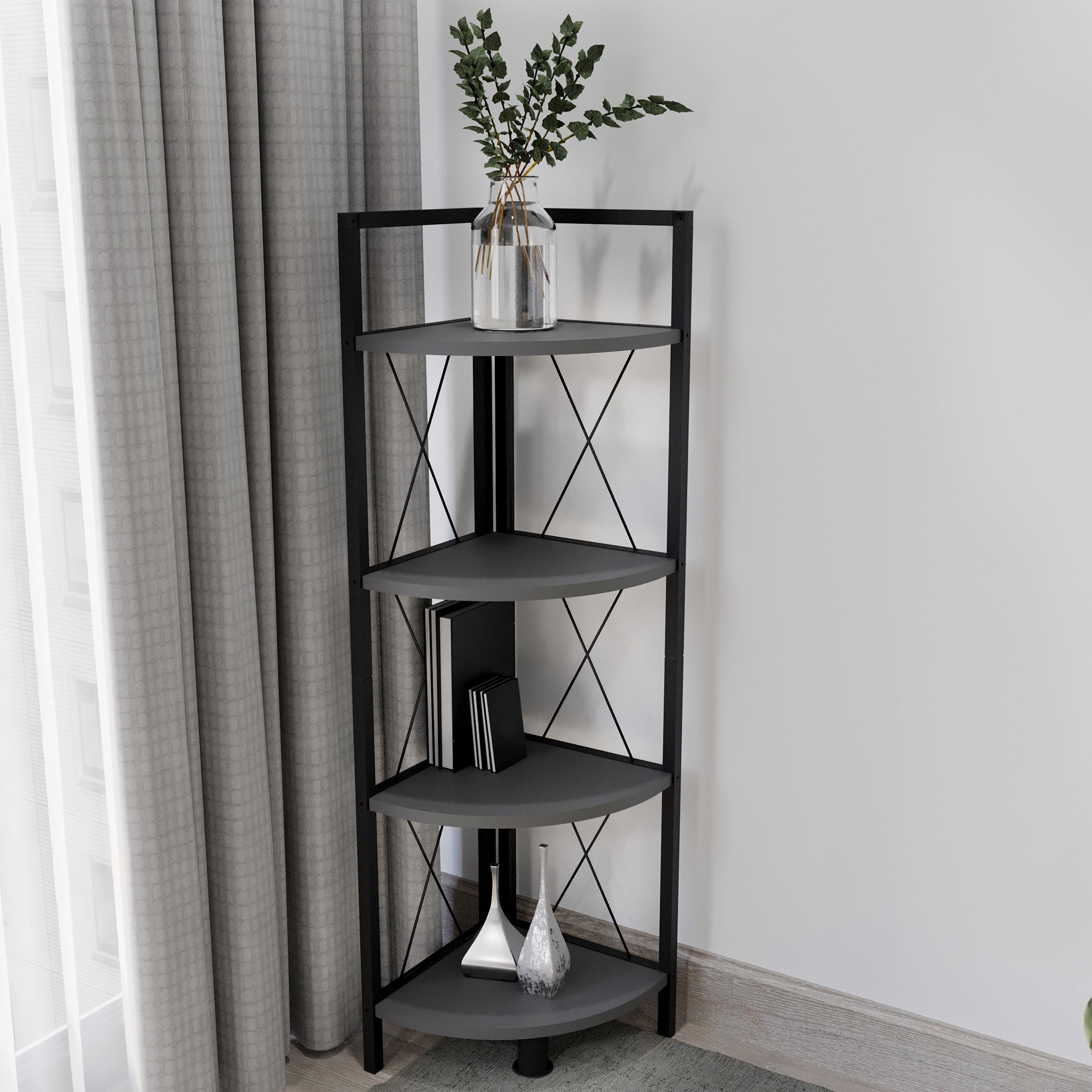 VCM Standregal »Holz Metall Eckregal Bücher Regal Insasi 4fach«