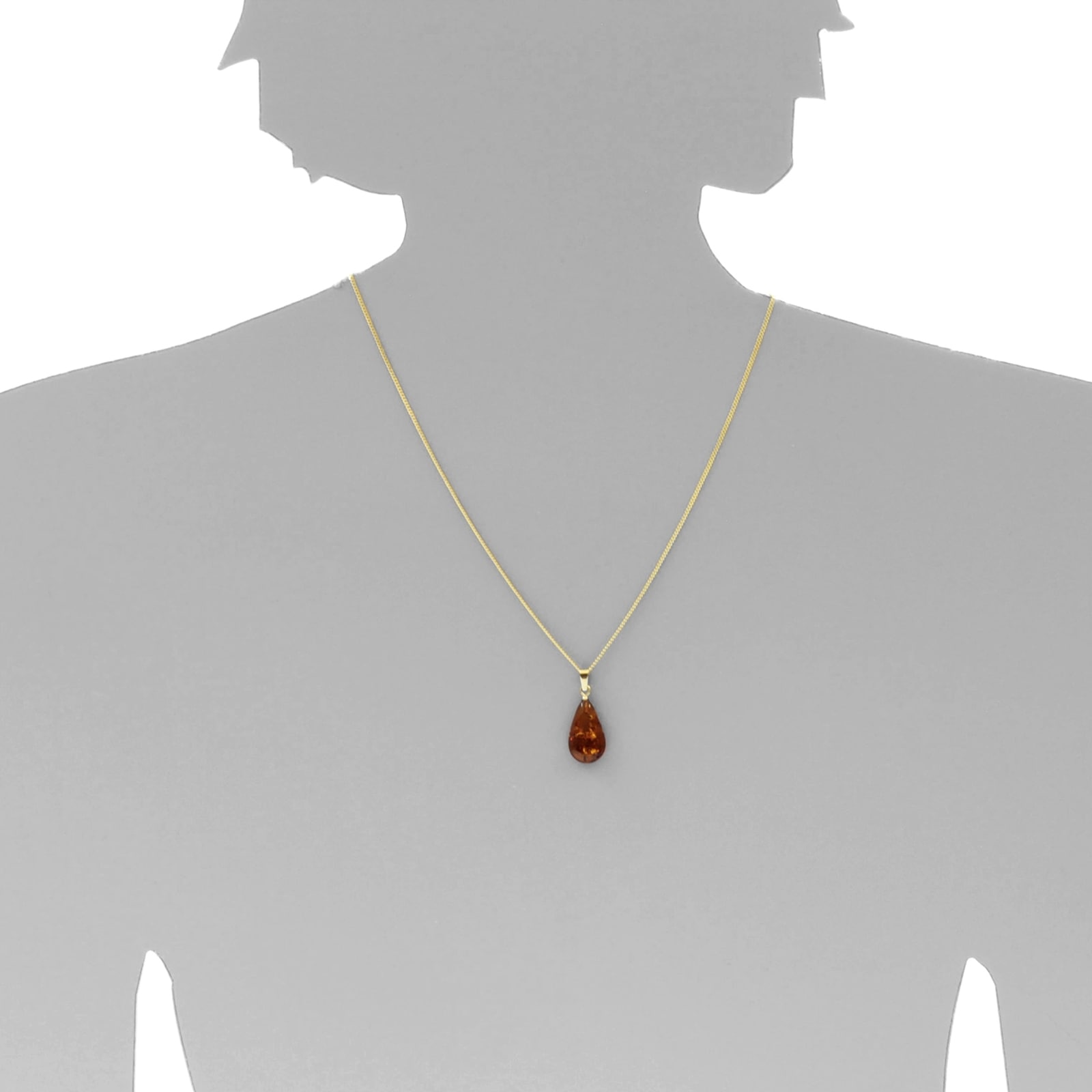 OSTSEE-SCHMUCK Kette mit Anhänger »- Tropfen flach, ca. 17 mm lang - Silber 925/000, vergoldet - Bernstein«