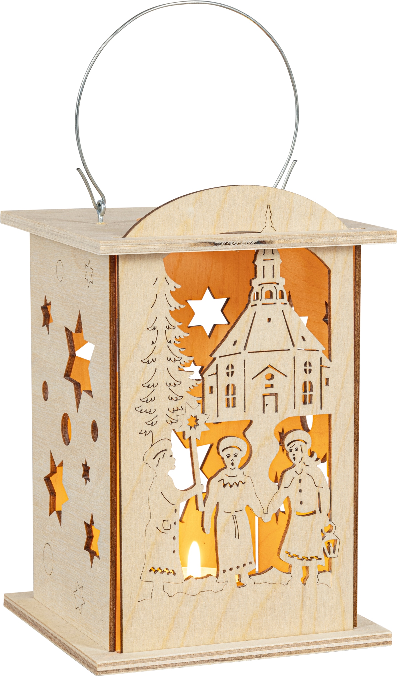 Saico Original LED Laterne »Seiffener Kirche, warmweiß für Batteriebetrieb« LED-Modul Nutzung mit Teelicht oder LED-Stripe, BxHxT: 16x12x12 cm,...