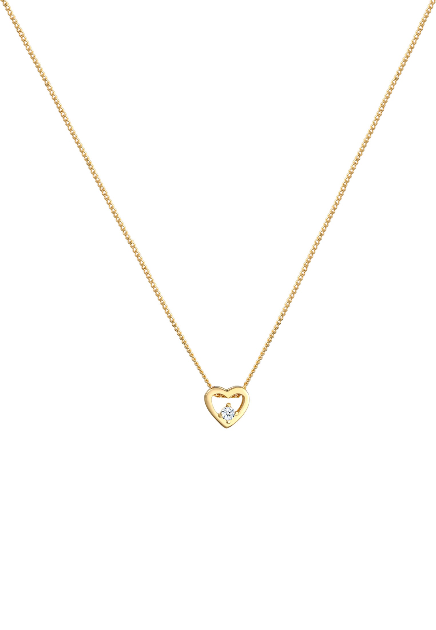 Elli DIAMONDS Silberkette »Halskette Herz Diamant Weiß Brillantschliff (0.03 ct) 585 Gelbgold«