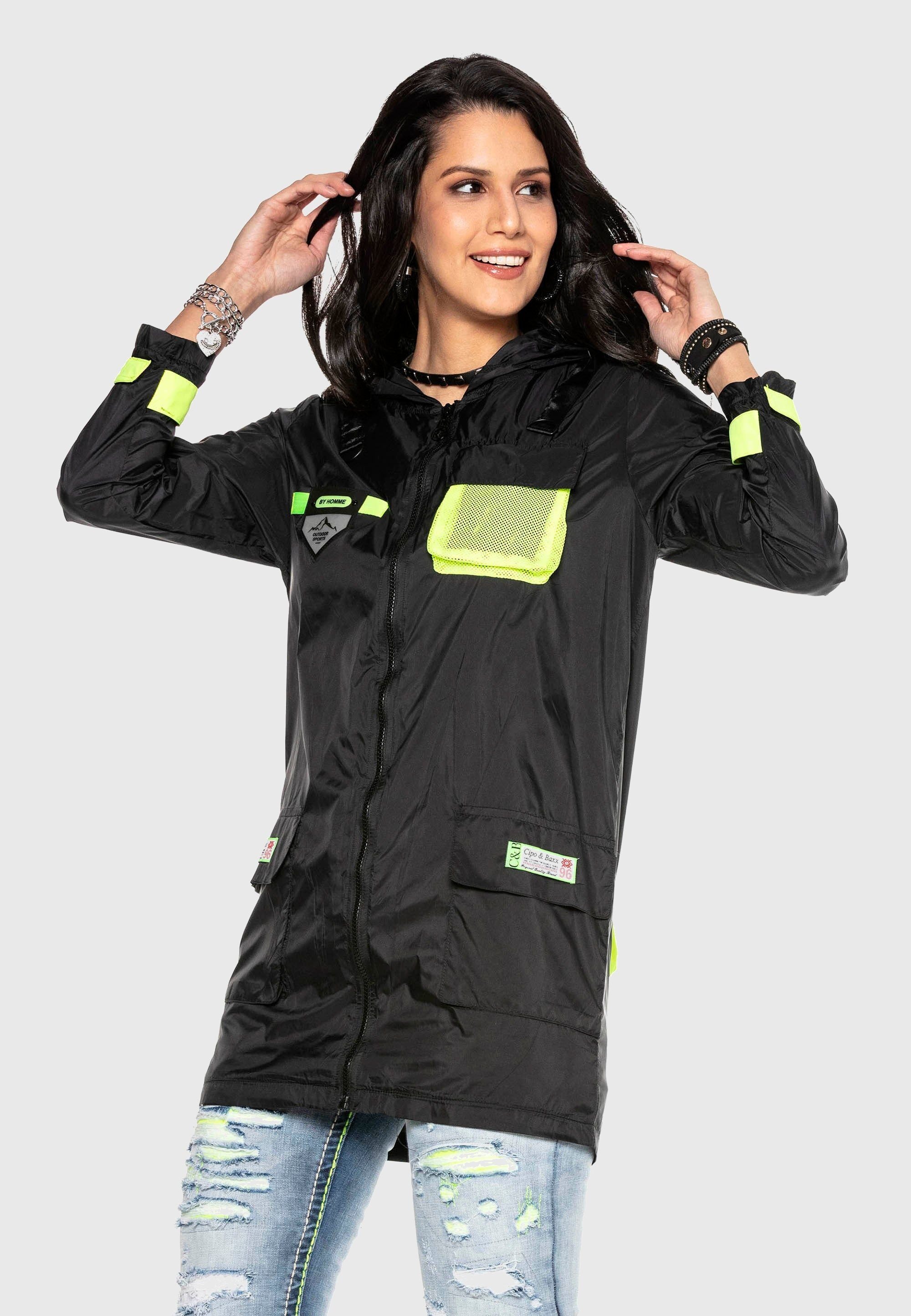 Cipo & Baxx Regenjacke »Cipo & Baxx Mäntel« mit Kapuze im modernen Look