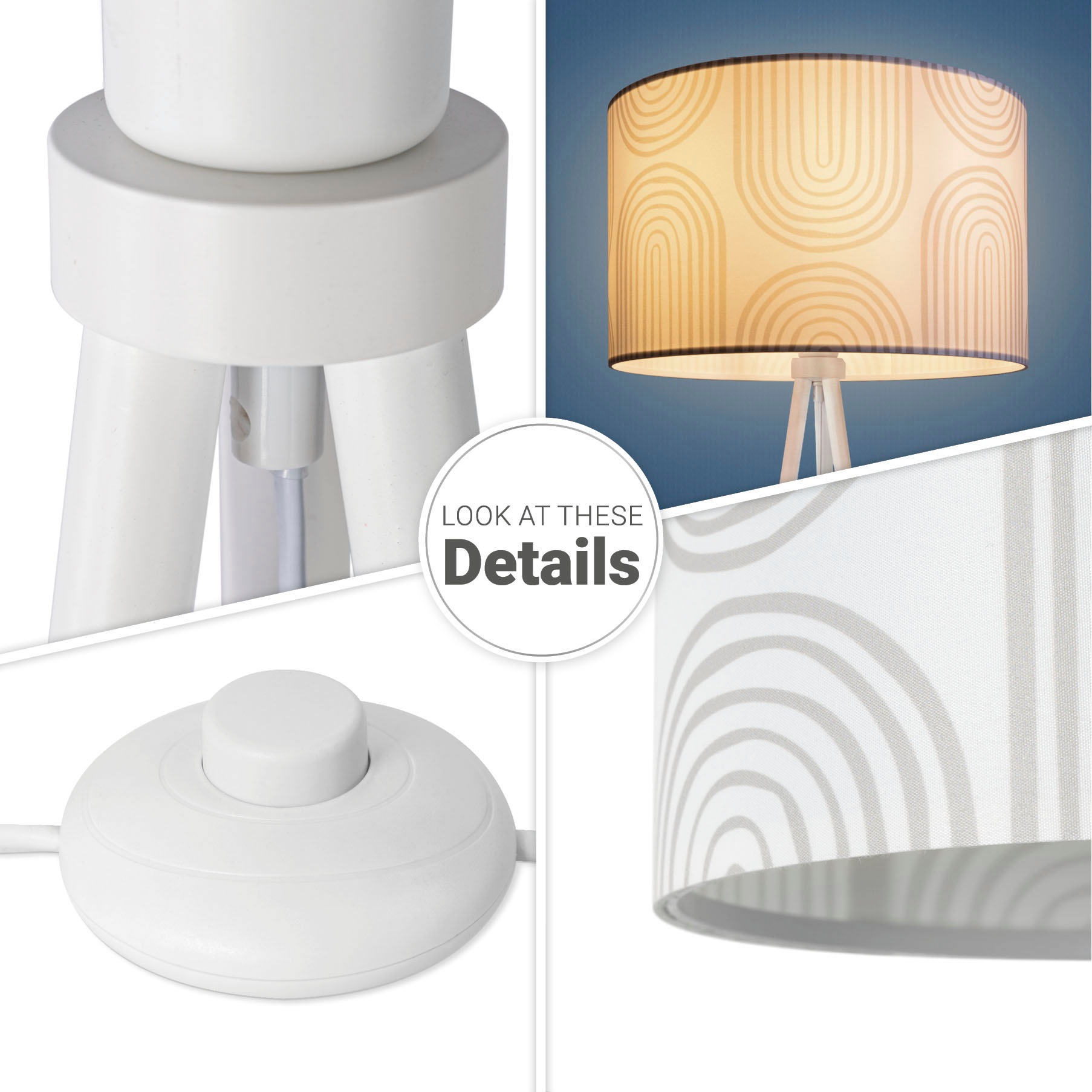 Paco Home Stehlampe »Trina Pillar«, Leuchtmittel E27 | ohne Leuchtmittel, Stativ Wohnzimmer Dreibein Stehlampe Mit Stoffschirm Retro Modern