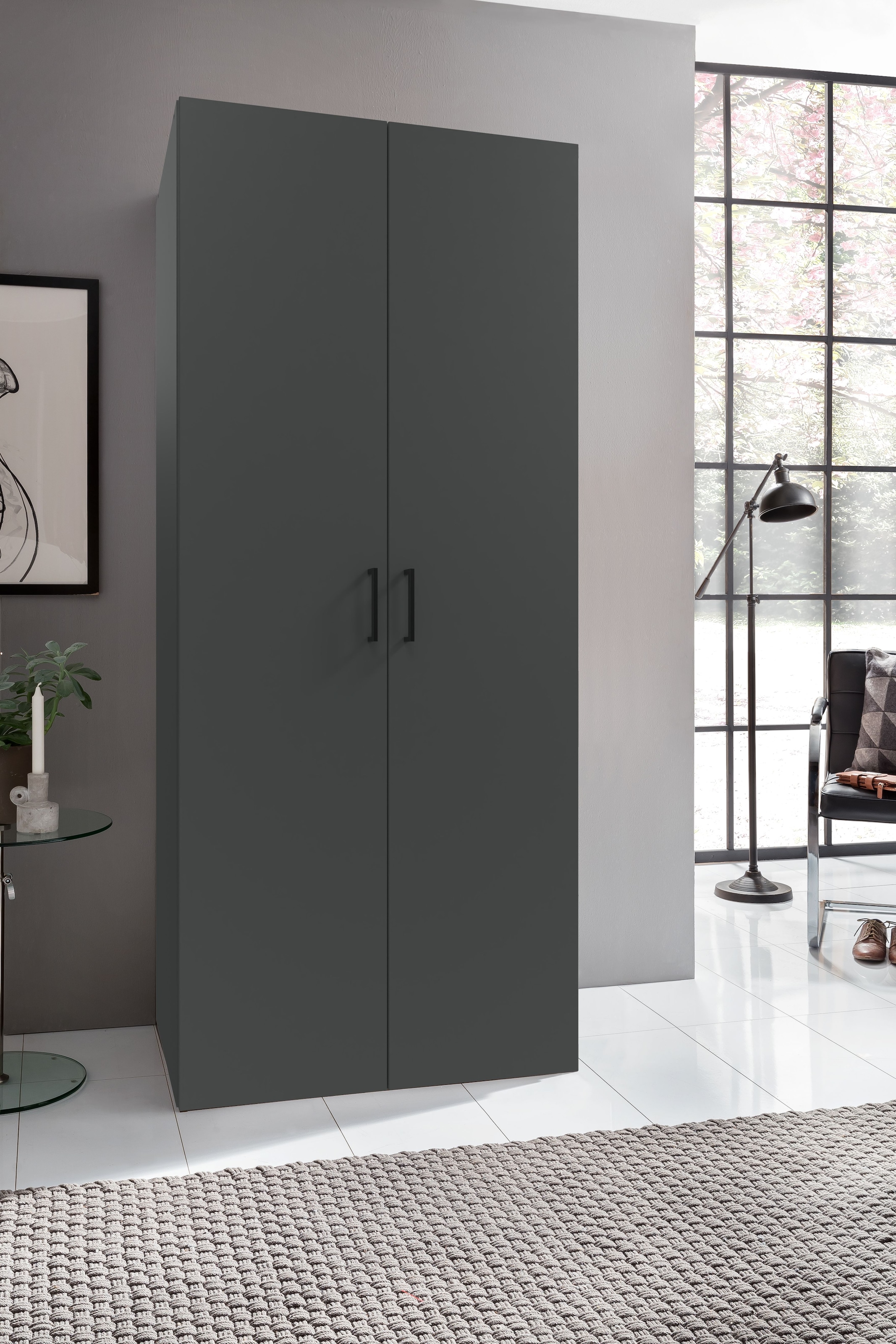 Wimex Kleiderschrank »Mugano,in 8 Breiten,3 Höhen,2 Tiefen, viele Farben, Made in Germany«, (in Basic oder Premium Ausstattung mit 2 weiteren Einlegeböden), mit langen oder kurzen Griffen aus Metall, mit oder ohne Spiegel