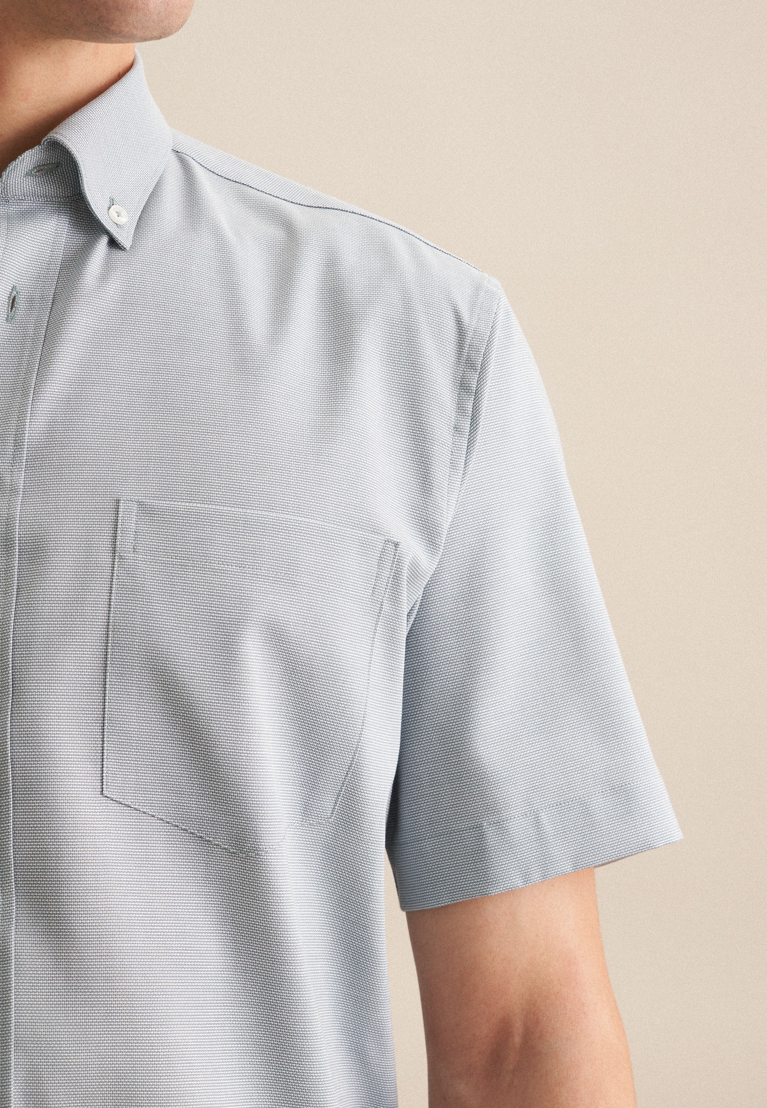 seidensticker Businesshemd »Comfort«, Comfort Kurzarm Button-Down-Kragen Struktur
