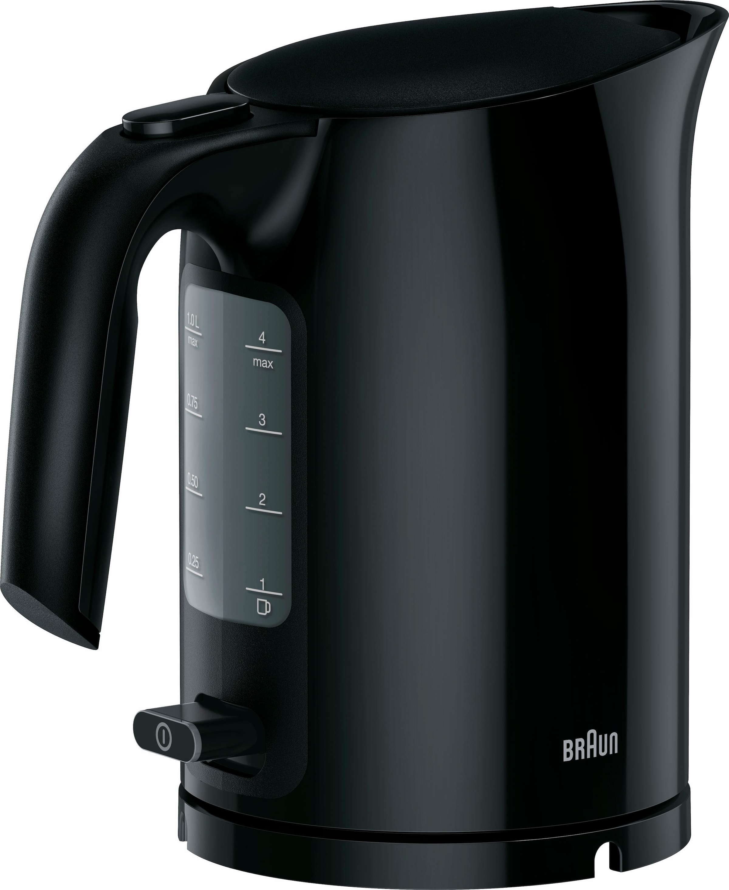 Braun Wasserkocher »PurEase WK 3000 BK - 1,0 L, Schnellkochsystem, Anti-Kalk Filter«, 1 l, 2200 W, 2.200 W, Kocht 200 ml in 45 Sek., 360 Grad Heitzsockel