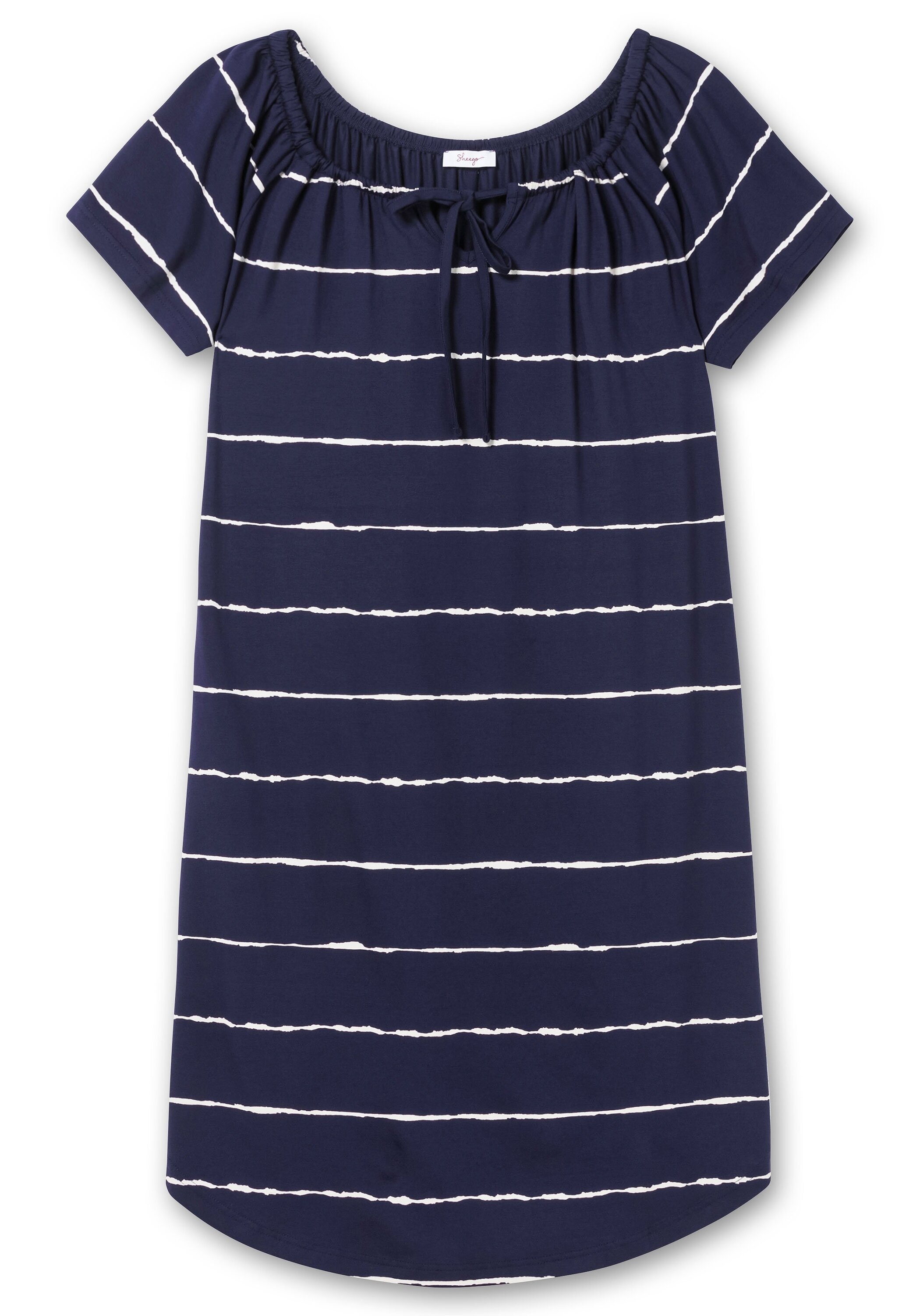 Sheego Jerseykleid »Streifenkleid mit Carmenausschnitt und rundem Saum«