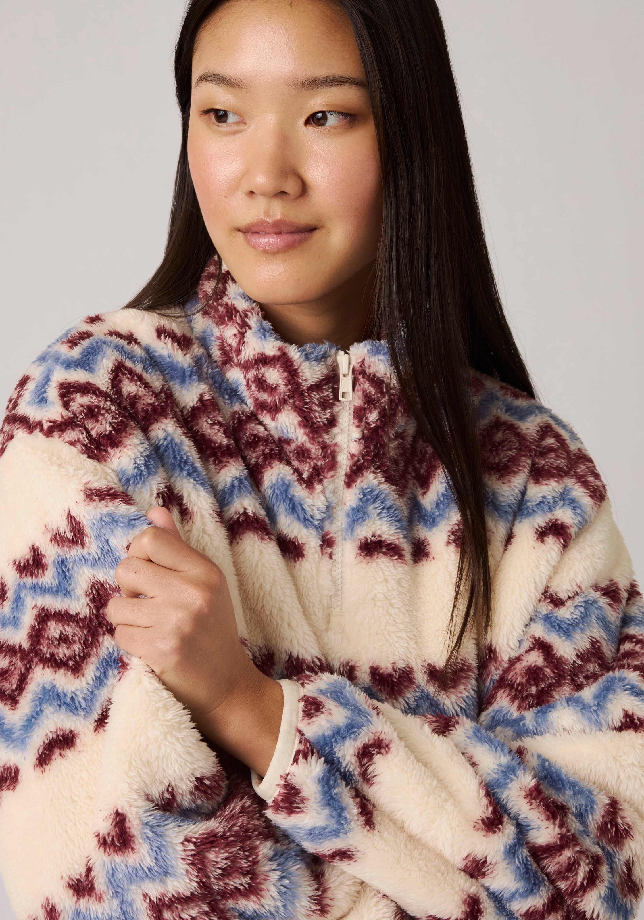 Levi's® Fleecepullover »GEMMA SHERPA 1/4 ZIP«, Saumabschluss in der Weite regulierbar
