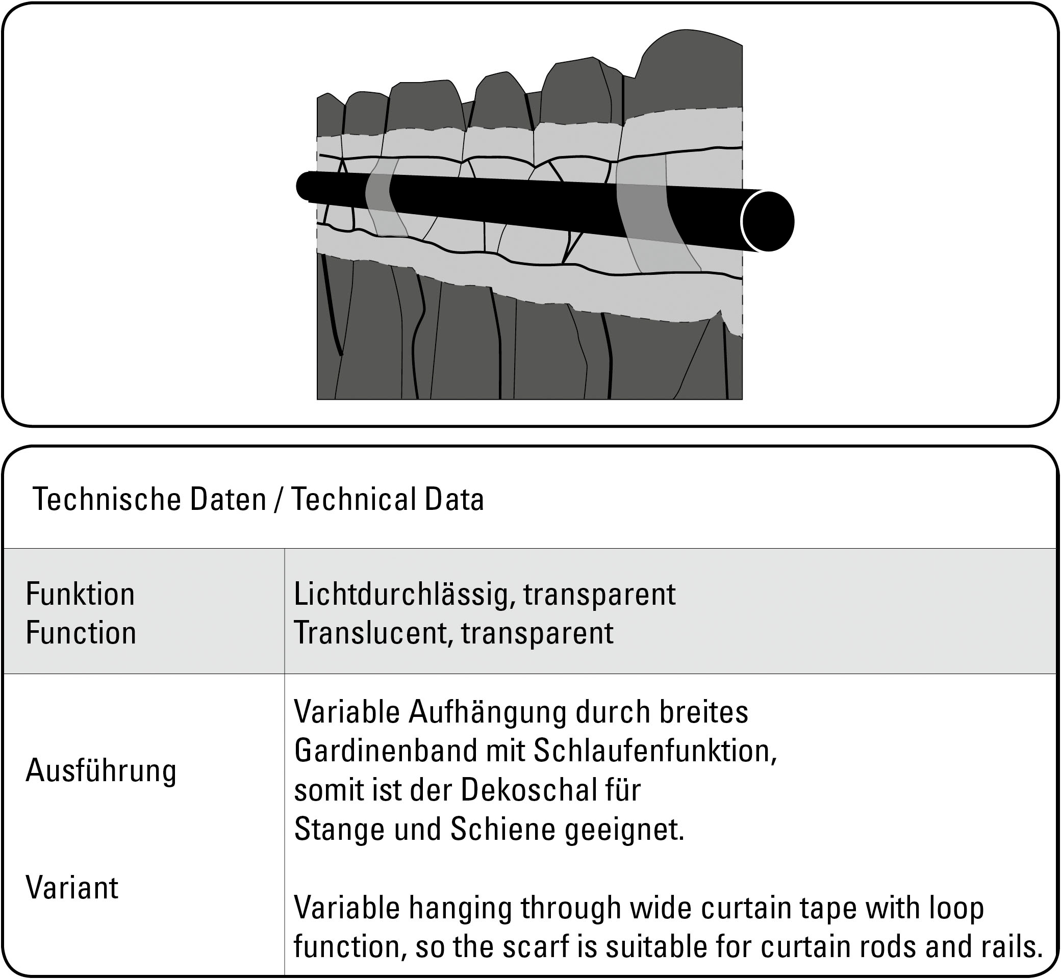 GARDINIA Gardine »Schal mit Gardinenband Etamine«, (1 St.), Stoff Etamine