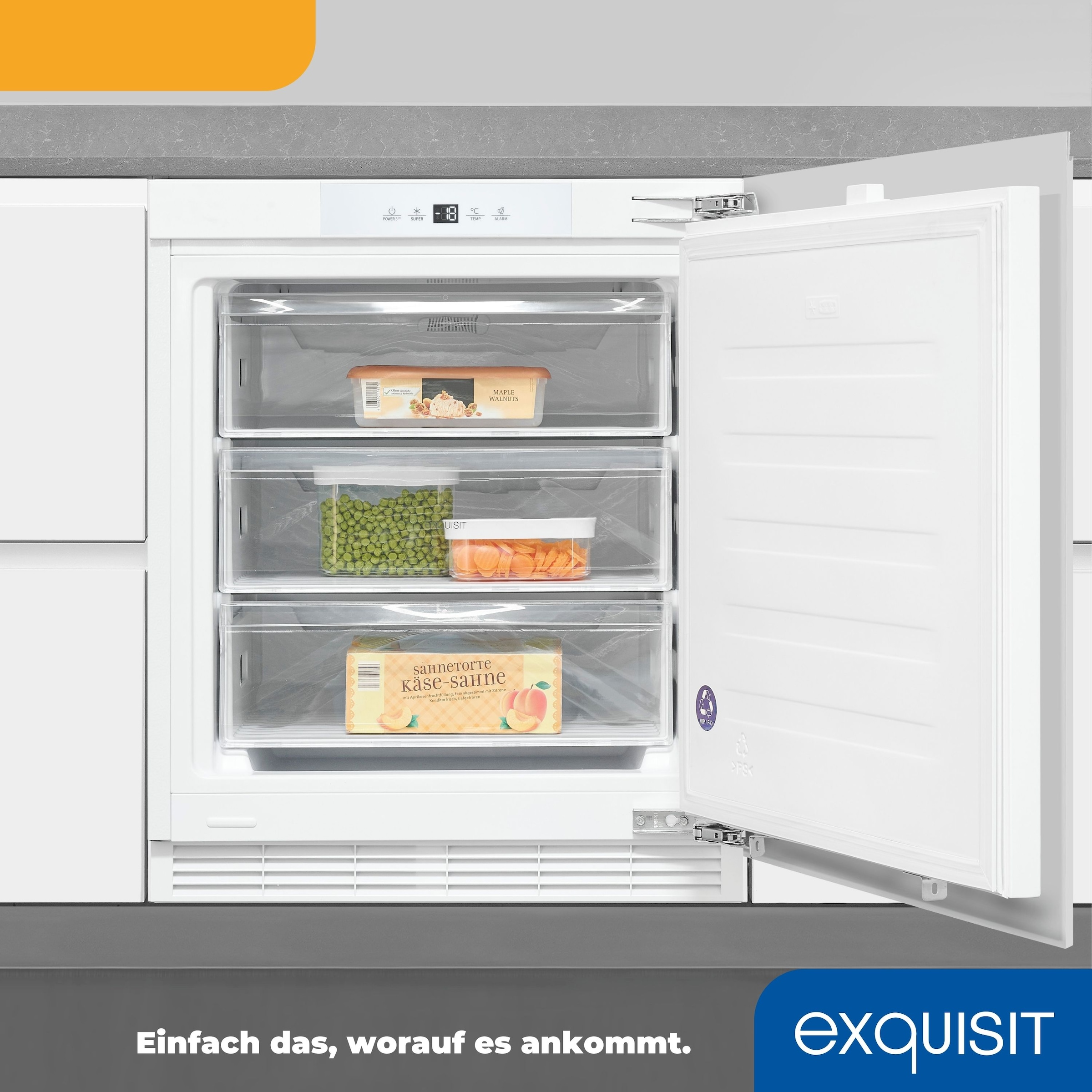 exquisit Gefrierschrank »UGS105-FE-010E« 82,3 cm hoch 59,5 cm breit Ideal zum Unterbauen in die Küchenzeile für kleine Küchen, Büroküchen