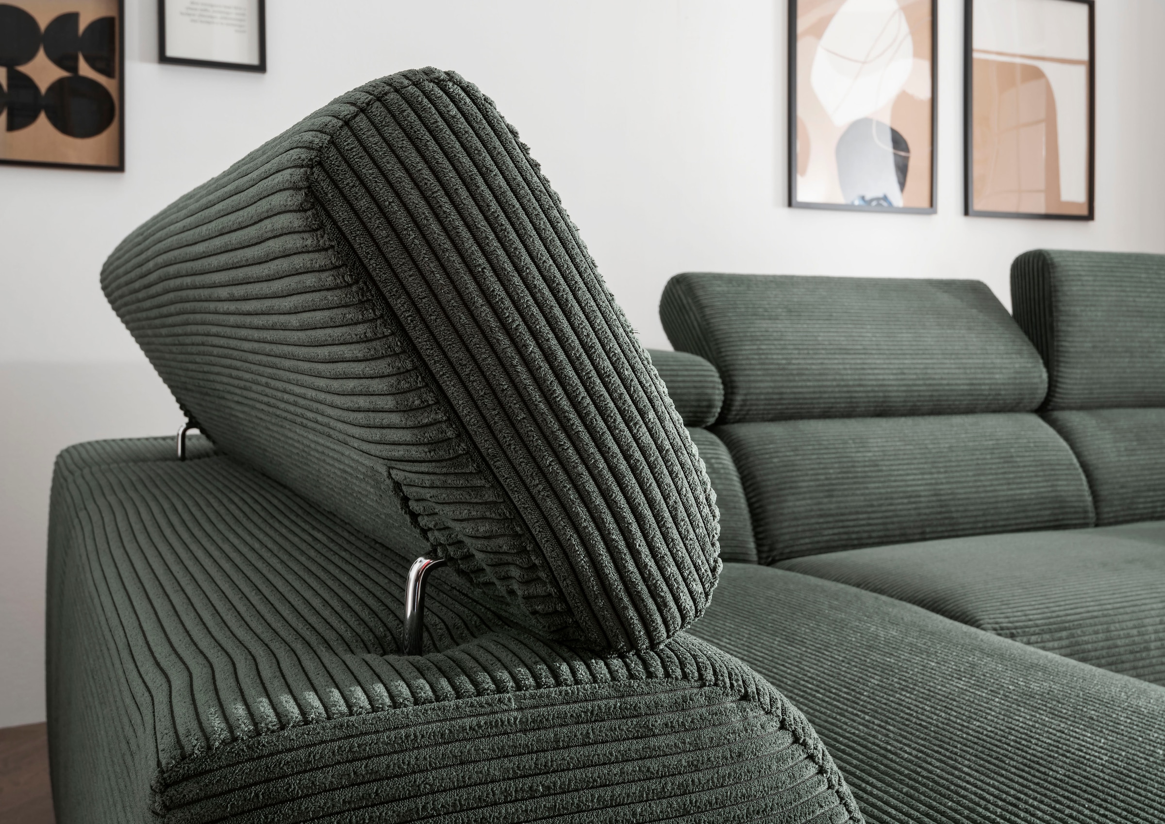 alina Ecksofa »Hikari«, wahlweise mit Sitzvorzug, in modernem Cordstoff, Breite 276 cm