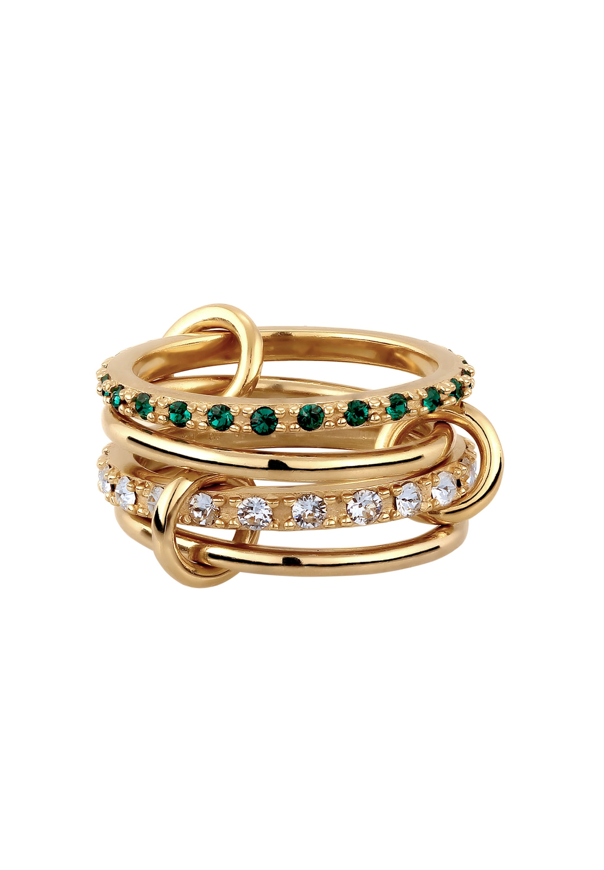 Elli Silberring »Ring Stapellook mit Kristallen von Swarovski® Weiß Grün 925 Sterling Silber«