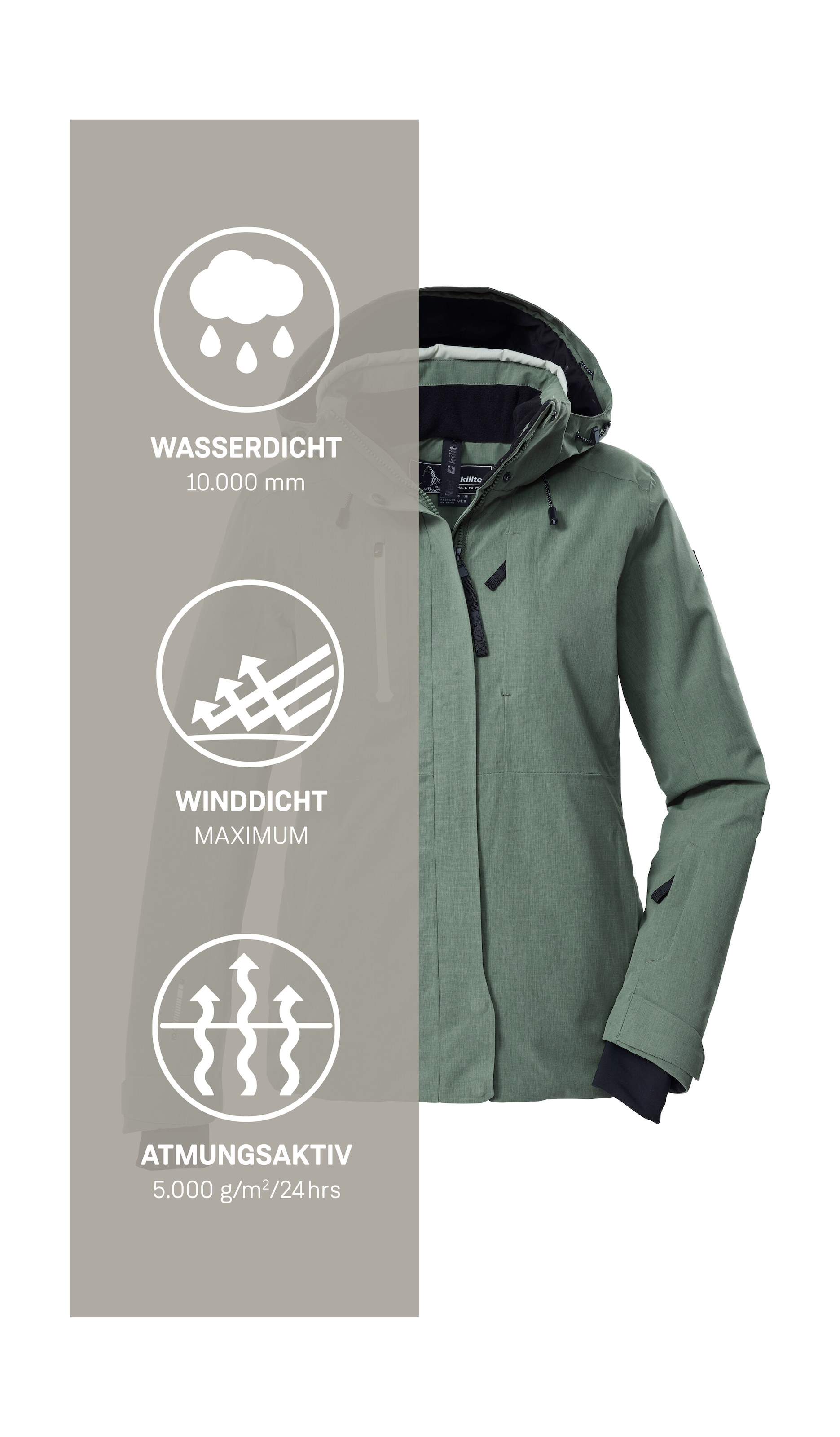 Killtec Skijacke »KSW 35 WMN SKI JCKT« Wasserdicht, atmungsaktiv, PFAS-frei, recyceltes Material