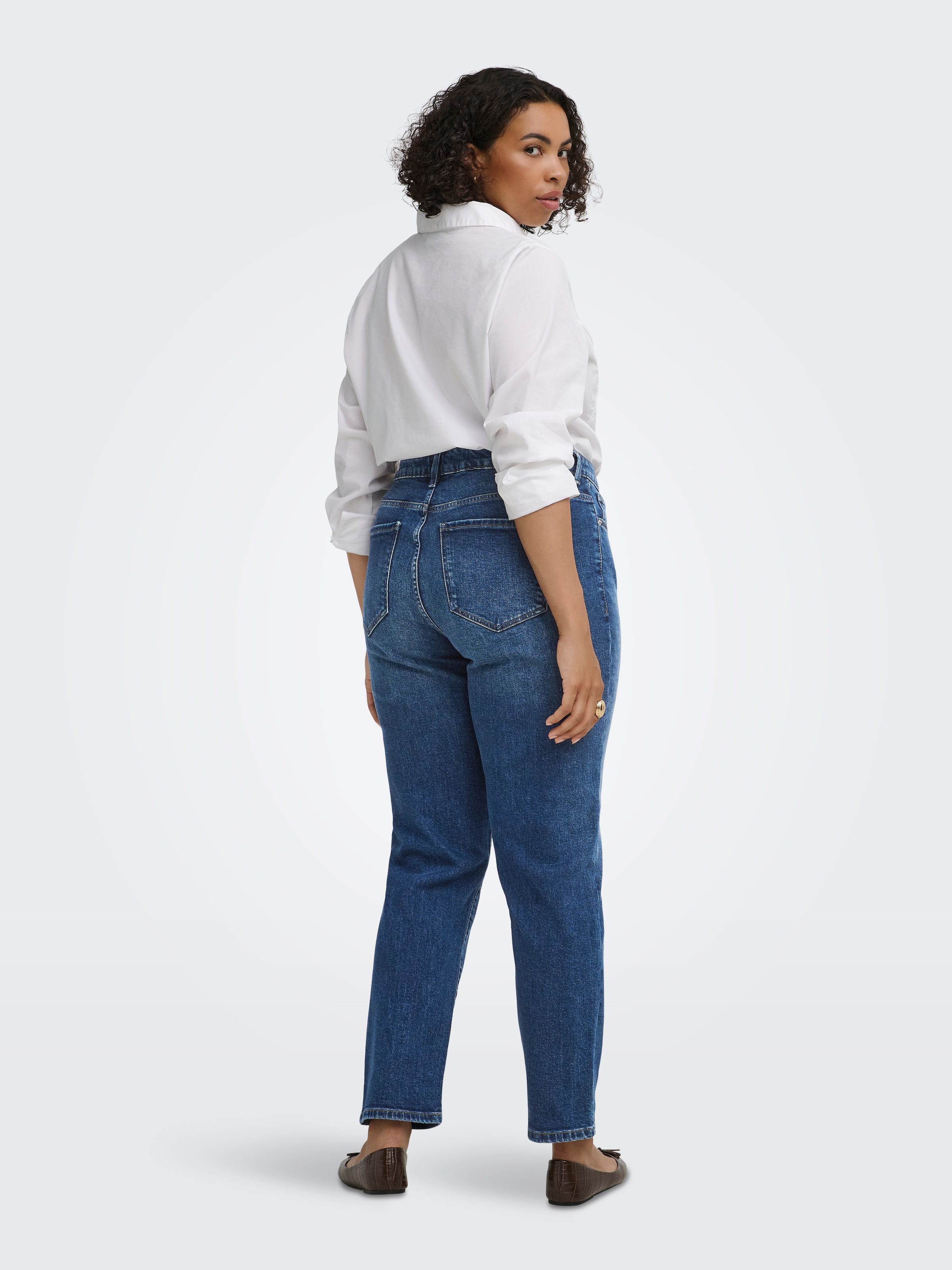 ONLY CARMAKOMA Straight-Jeans »CAREMILY STRETCH HW ST ANK DNM TAI440« Baumwollmischung, High Waist