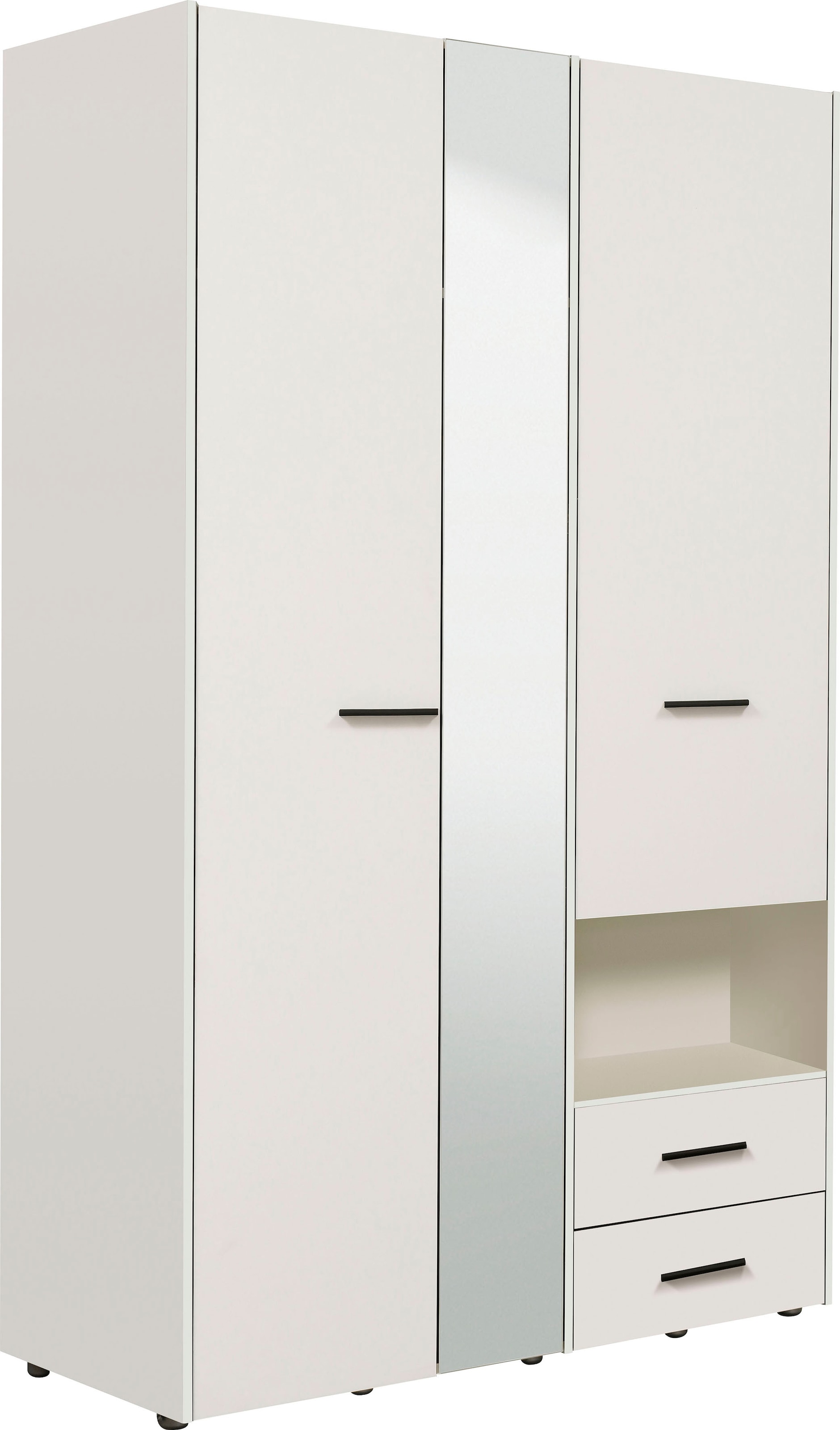 INOSIGN Kleiderschrank »Leon, FSC® -zertifiziertem Holzwerkstoff« mit Spiegel, Innenausstattung und 2 Schubladen, 127,5x55x205,5cm