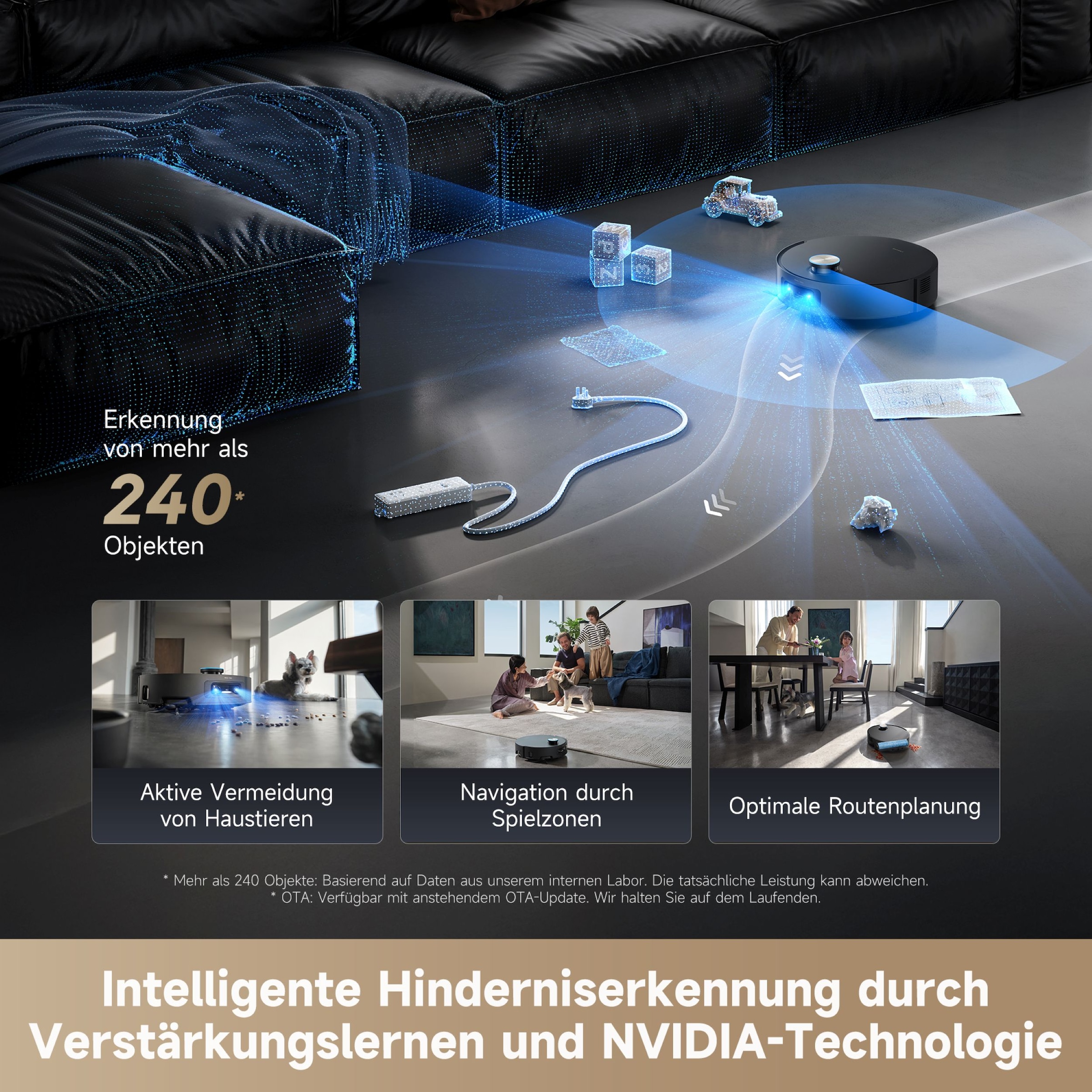 Dreame Saugroboter »mit Wischfunktion Aqua10 Ultra Roller Complete Black«, Warmwasser-Wischsystem, Rollenmopp, überwindet Hindernisse, 30.000 Pa