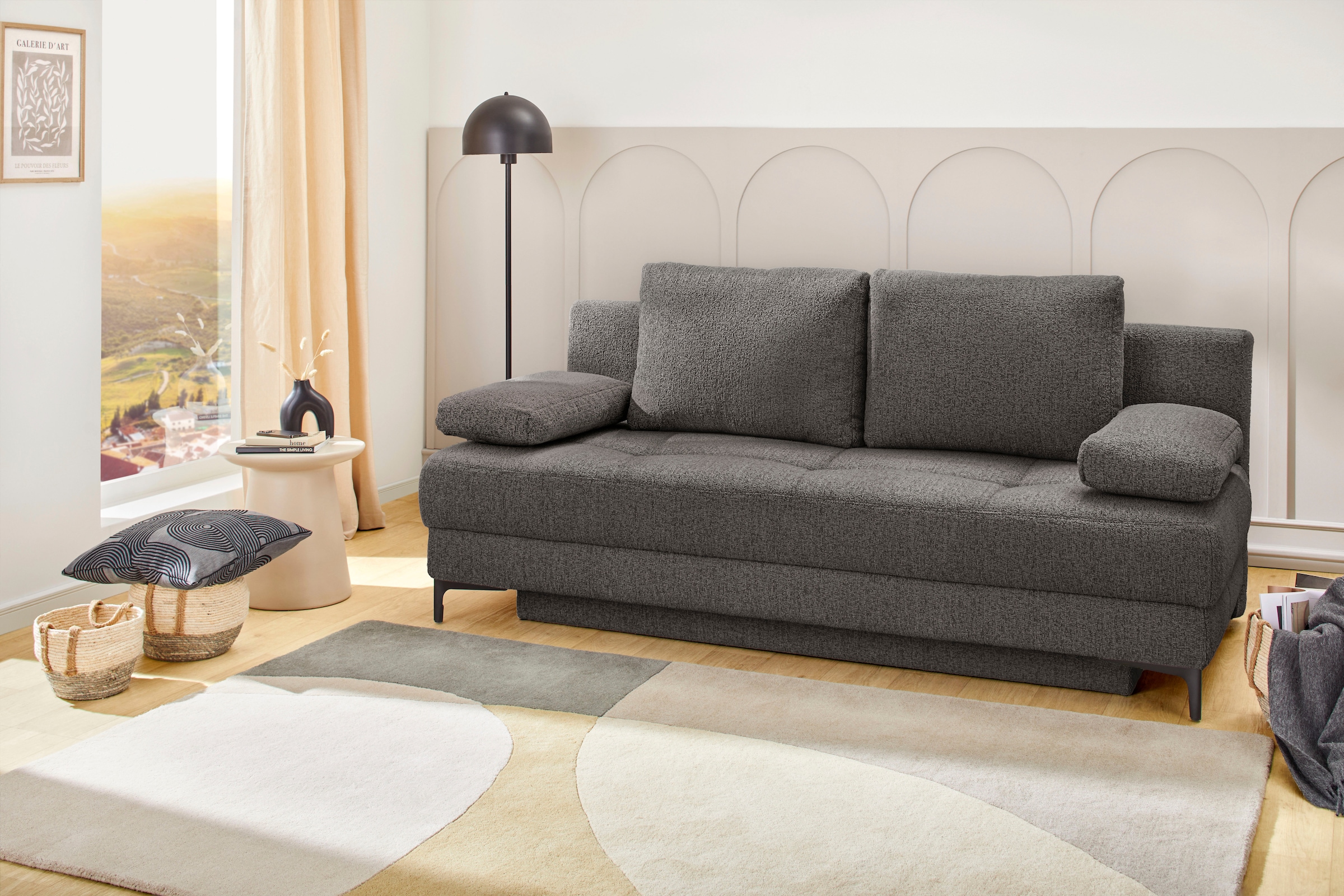 Jockenhöfer Gruppe Schlafsofa »Felix, B: 205 cm, Liegefl. 155x201 cm, Dauerschlafsofa, inkl. Topper« inklusive Schlaffunktion und Bettkasten, Federkernpolsterung