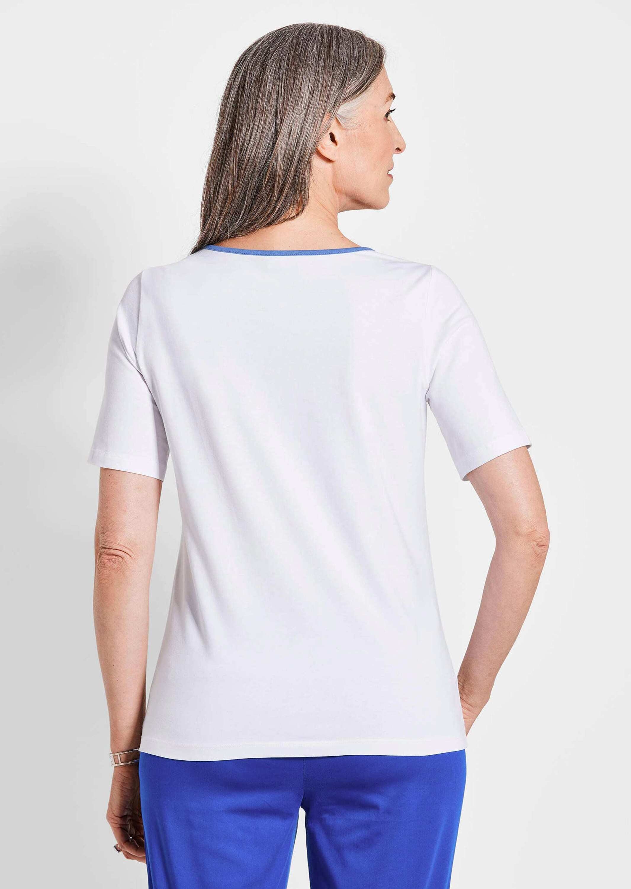 GOLDNER Kurzarmshirt »Kurzgröße Sommeroberteil mit Frontdruck«