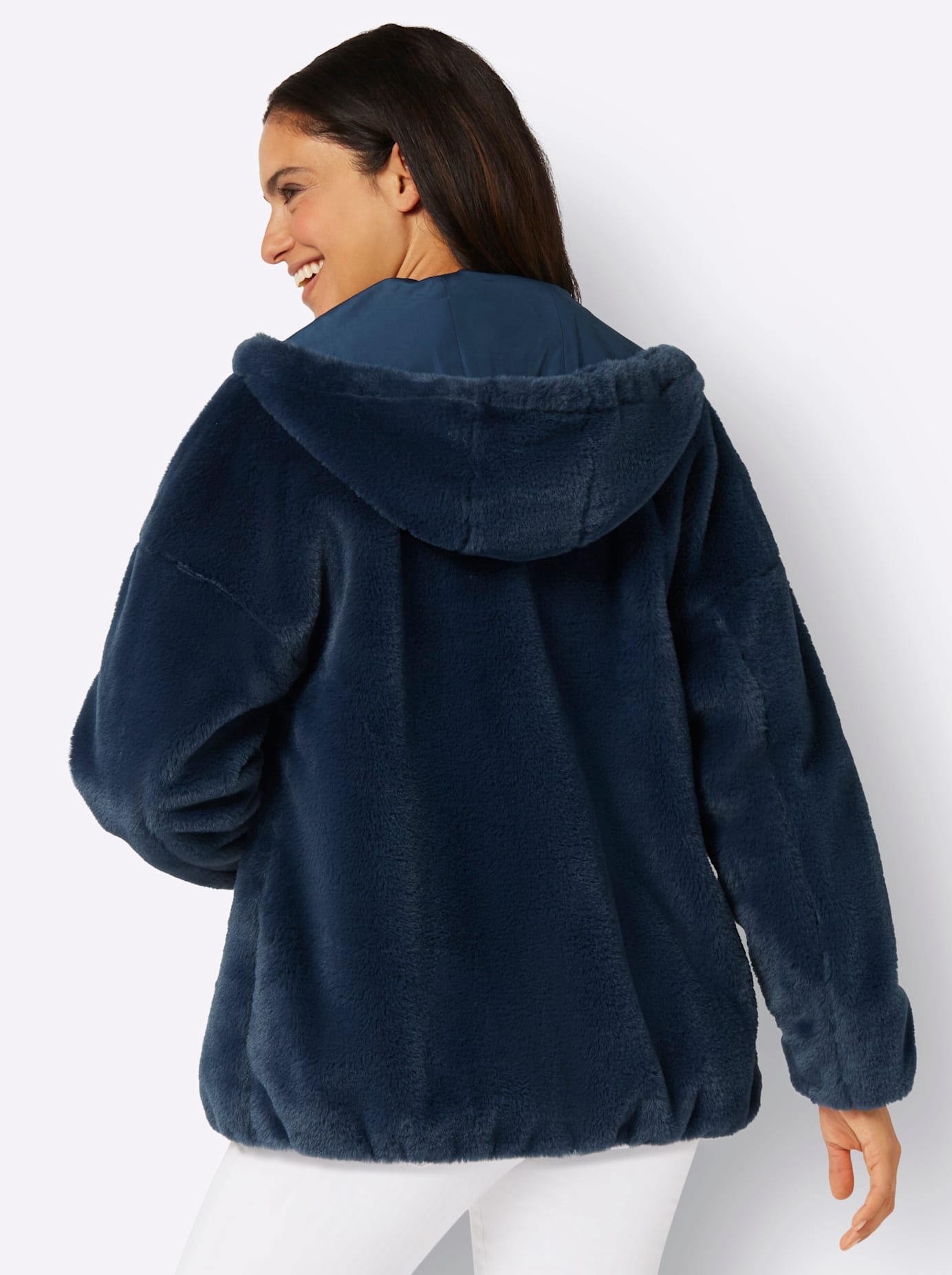 Inspirationen Fellimitatjacke, mit Kapuze