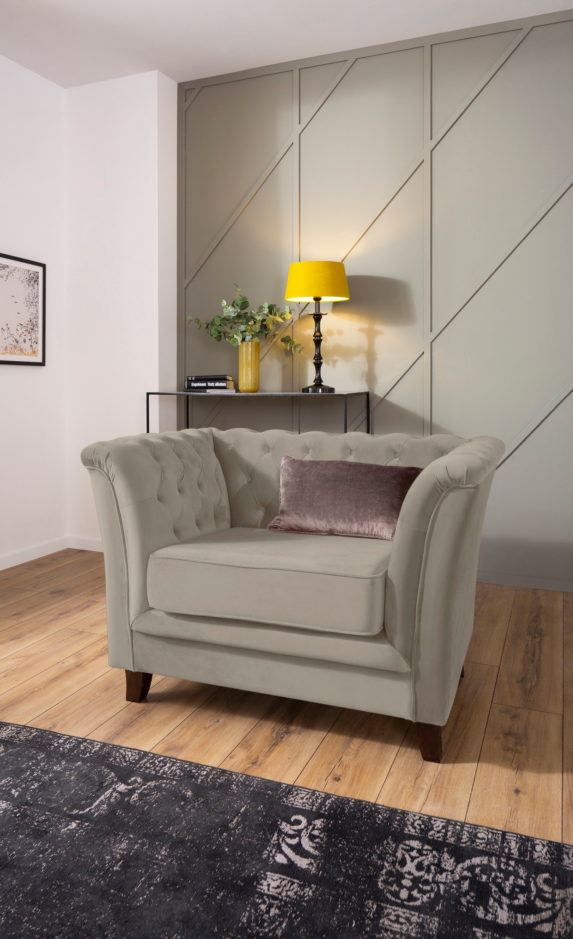 Home affaire Chesterfield-Sessel »Dover«, passend zur Dover-Serie mit aufwändiger Knopfheftung und losem Kissen