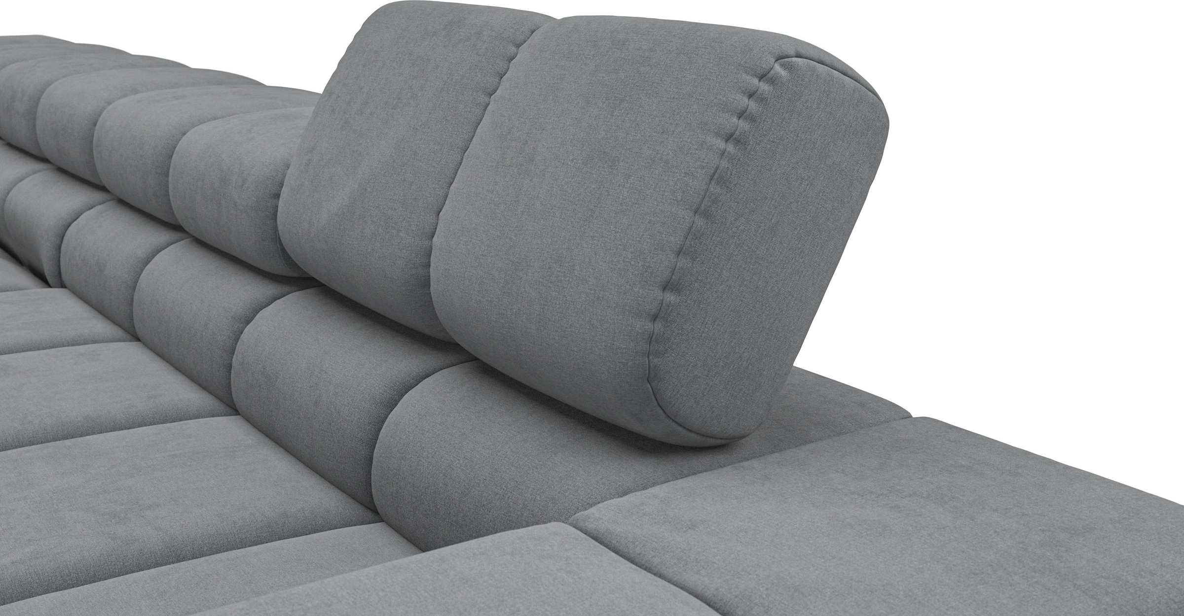 INOSIGN Ecksofa »Ancona New, wahlweise motorische Sitztiefenverstellung, auch in Cord«, feine Steppung, mit Kopfteilverstellung, 3 Zierkissen, L-Form
