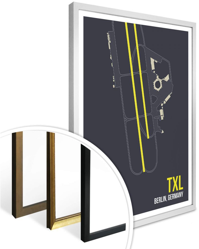 Wall-Art Poster »Wandbild TXL Grundriss Berlin«, Grundriss, (1 St.), Poster ohne Bilderrahmen
