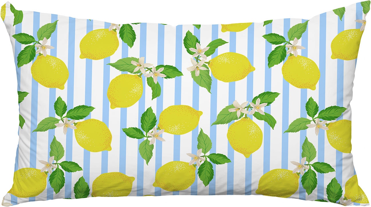 queence Dekokissen »Zitronen mit Blüten« Premium Outdoor Kissenbezug; Format: 60x40 cm