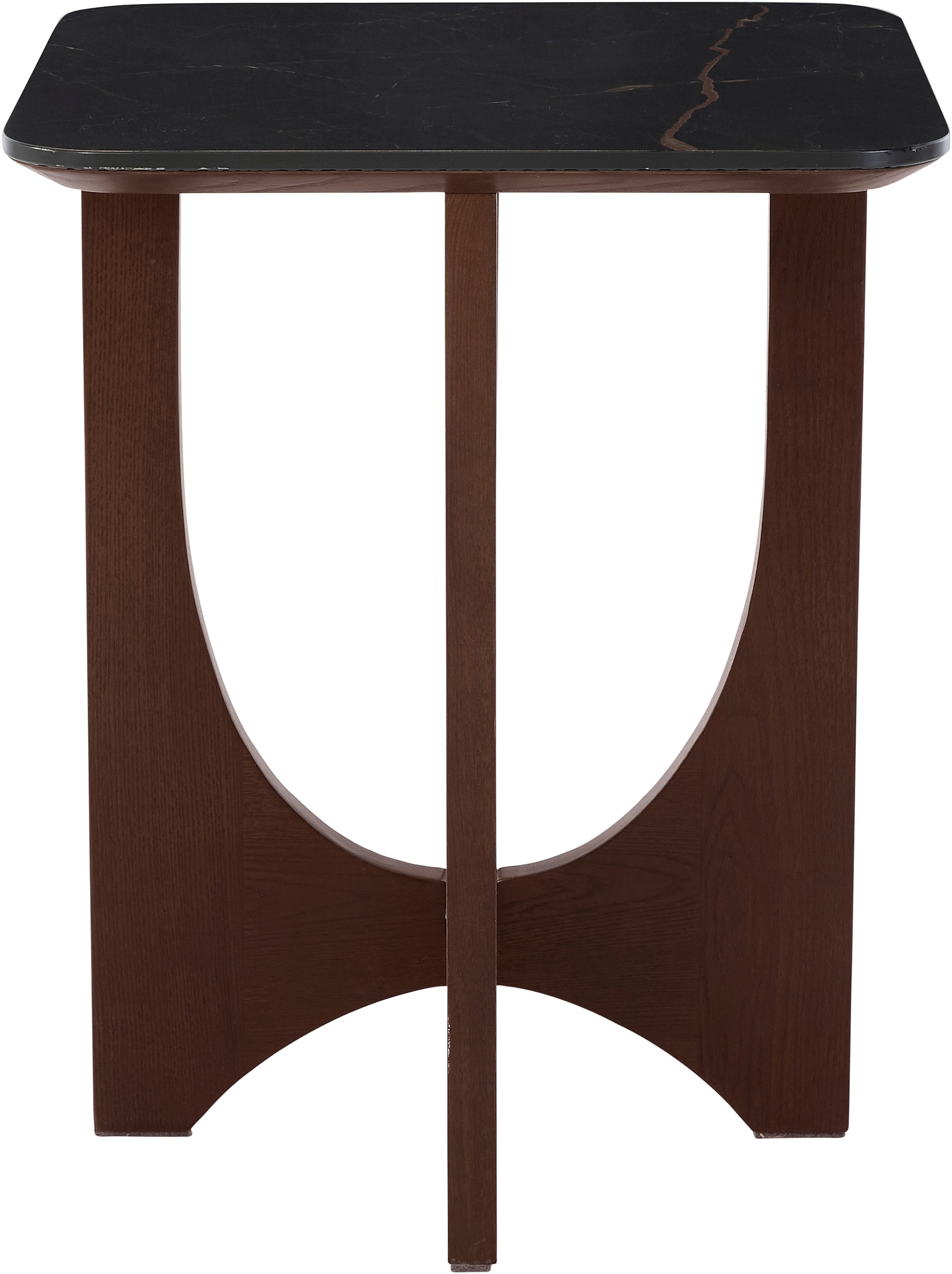 LeGer Home by Lena Gercke Beistelltisch »Kirella« mit Marmor-Optik und massivem Eschenholz-Kreuzfuß, Breite 45 cm