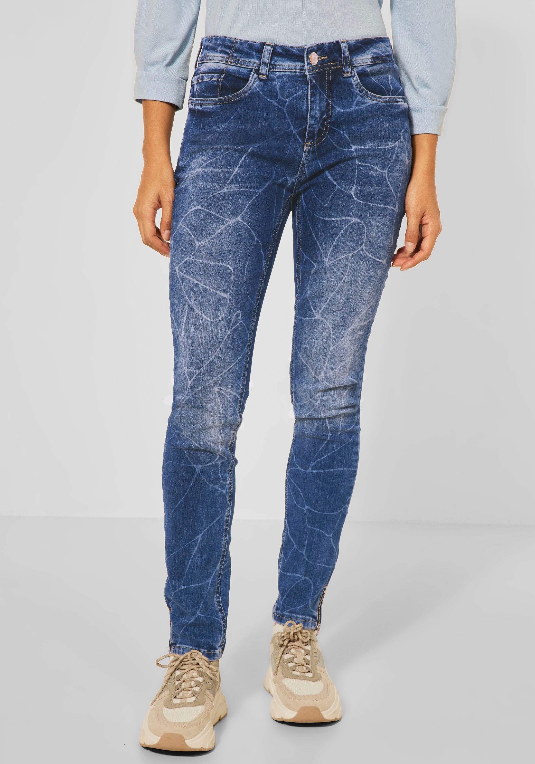 STREET ONE Slim-fit-Jeans »Style York«, mit Schmetterlings-Print