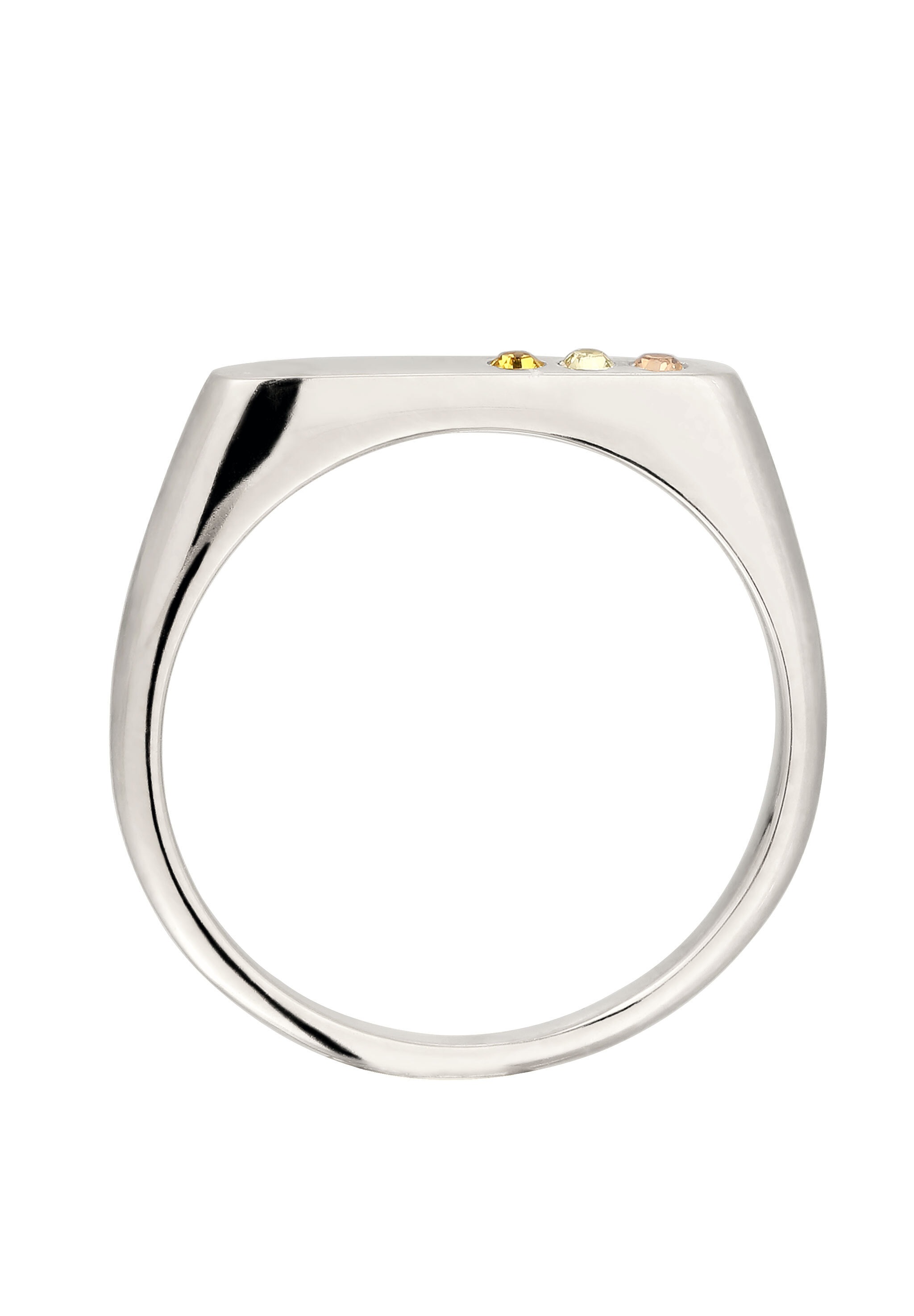 Elli Siegelring »Ring Siegelring Kristalle Gelb 925 Sterling Silber, mit Kristallen«