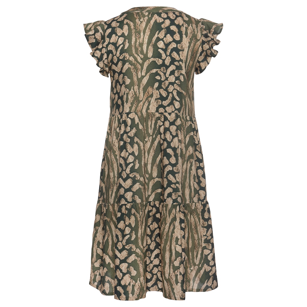 LASCANA Sommerkleid, mit Animalprint und süßen Flügelärmeln, Sommerkleid, Strandkleid