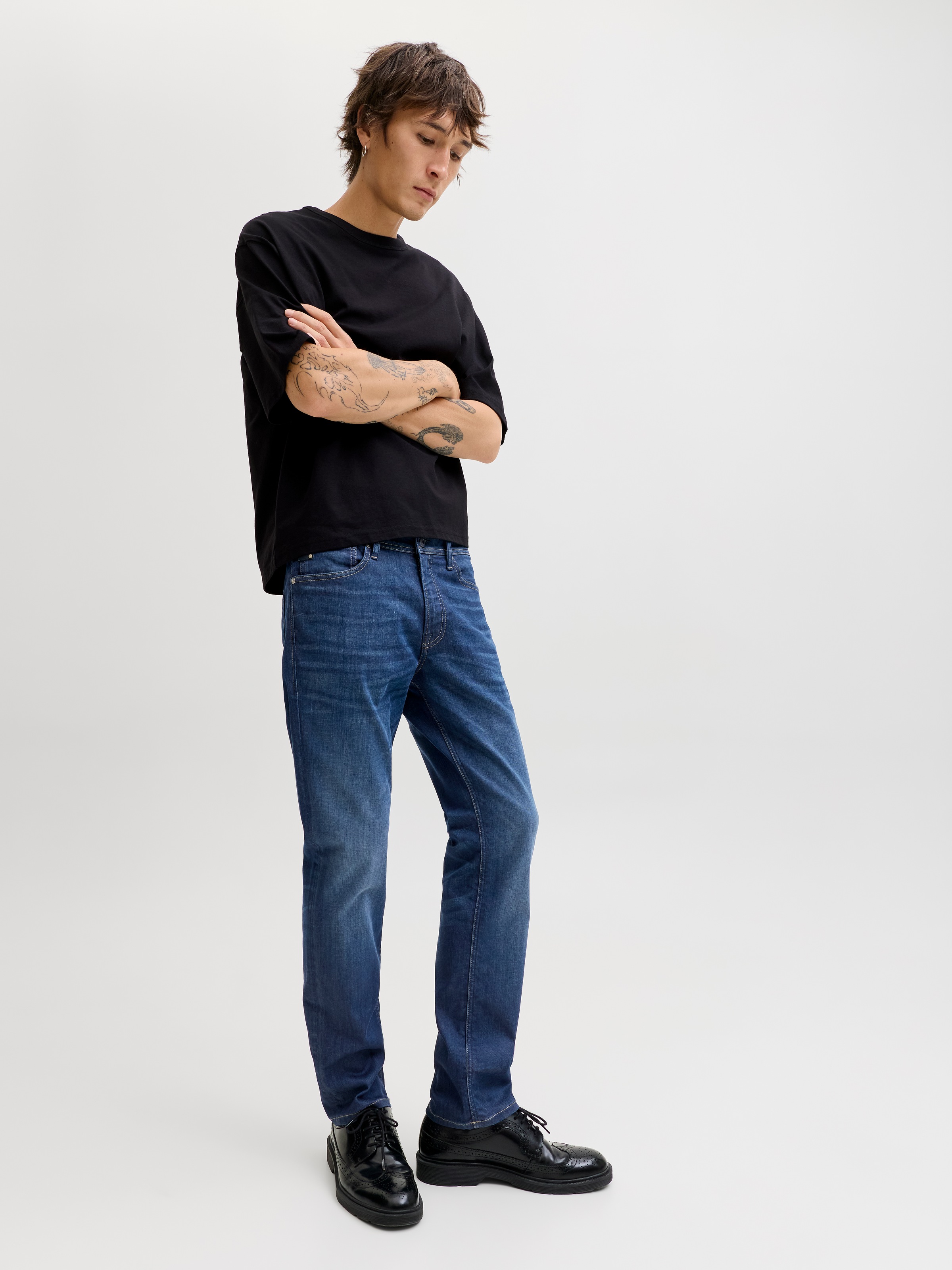 Jack & Jones Regular-fit-Jeans »JJICLARK mit Used-Look und Stretch für den Alltag« mit Abriebeffekten
