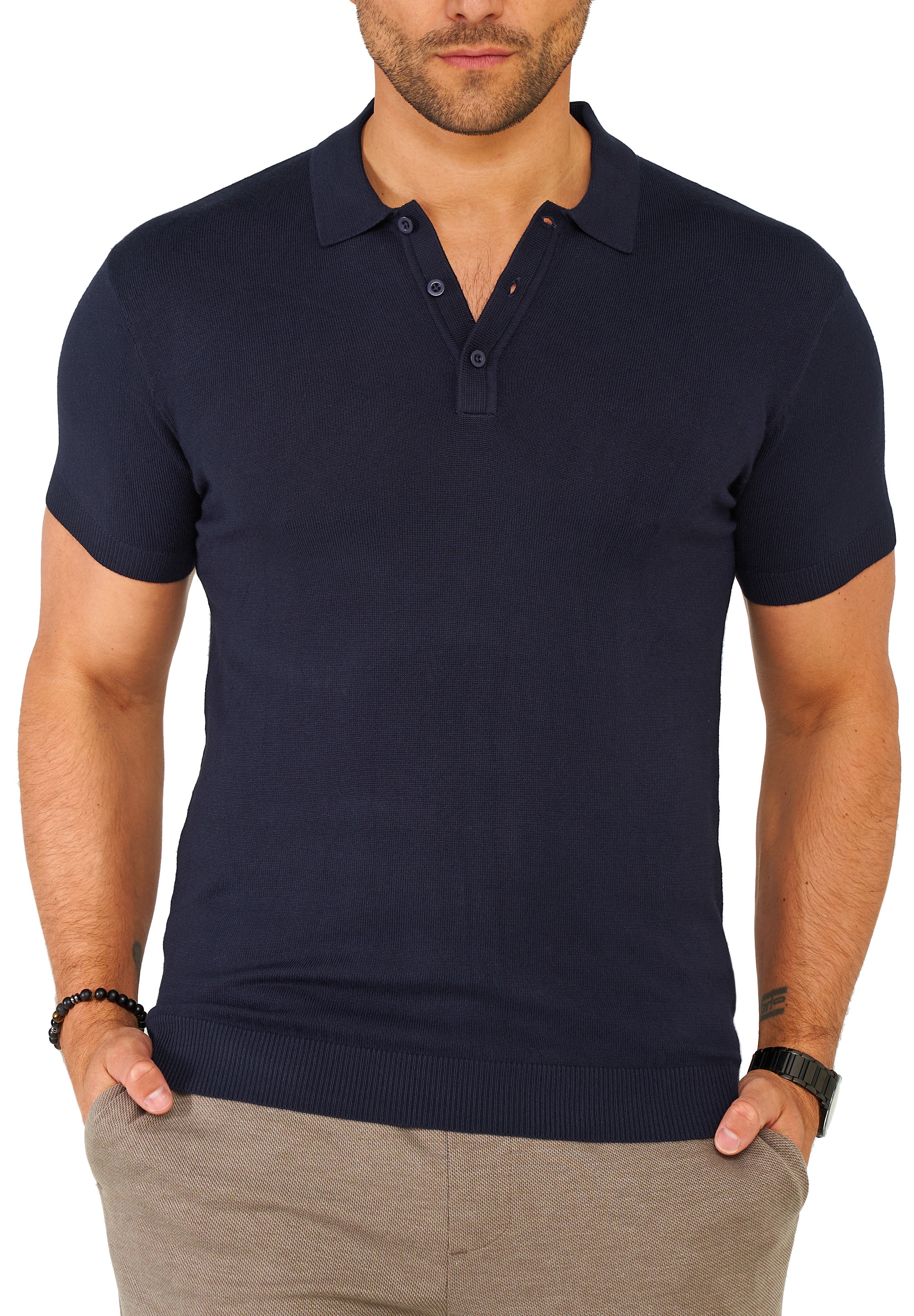 SOULSTAR Poloshirt »Kurzarm Polo T-Shirt für Herren« Herren Basic Kurzarm Knit Polo Hemd Feinstrick