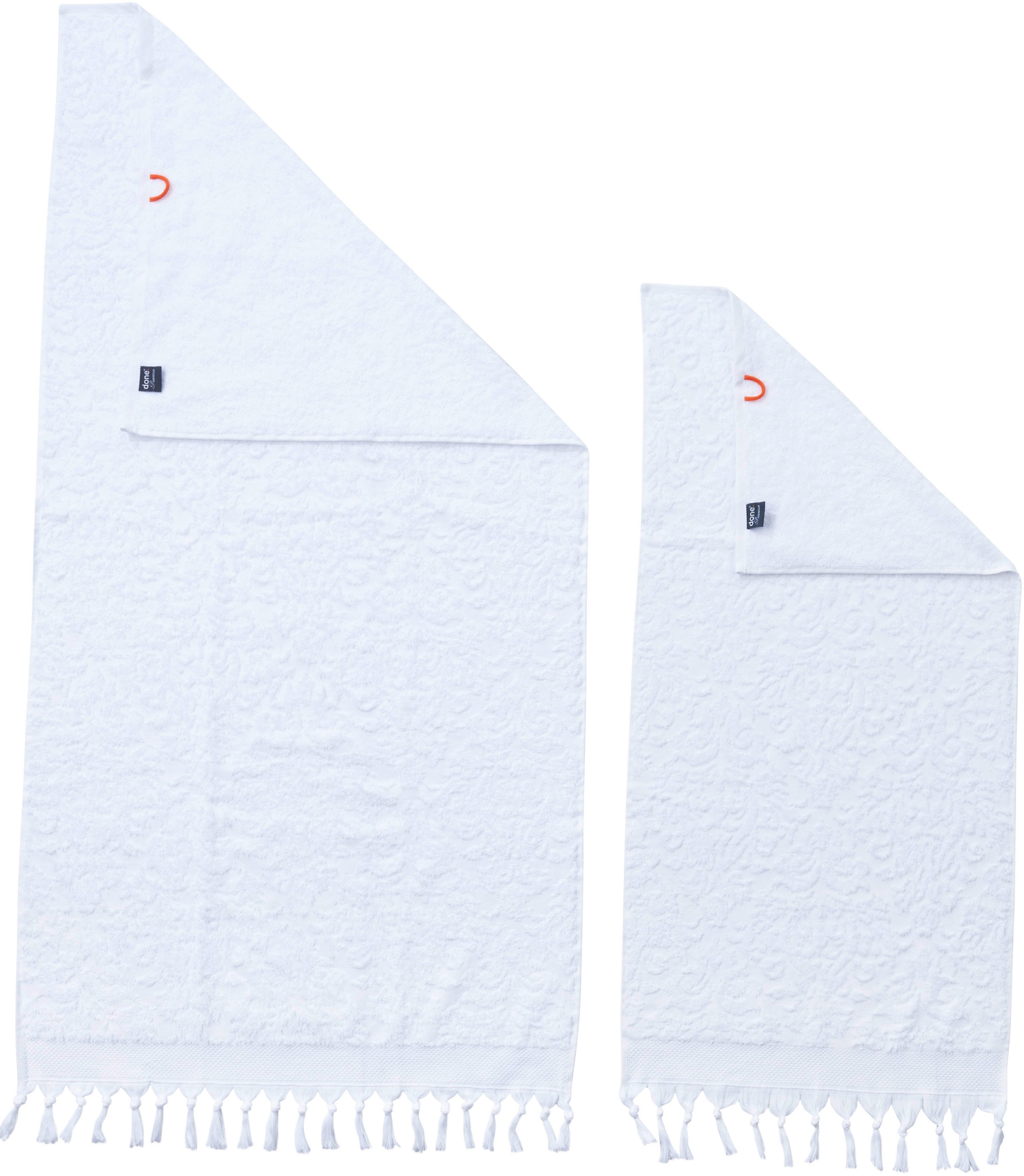 done.® Handtuch Set »Provence Ornaments«, (Set, 4 St., 2 Handtücher (50x100 cm)-2 Duschtücher (70x140 cm), Uni-Farben, Ornamente, mit Fransen